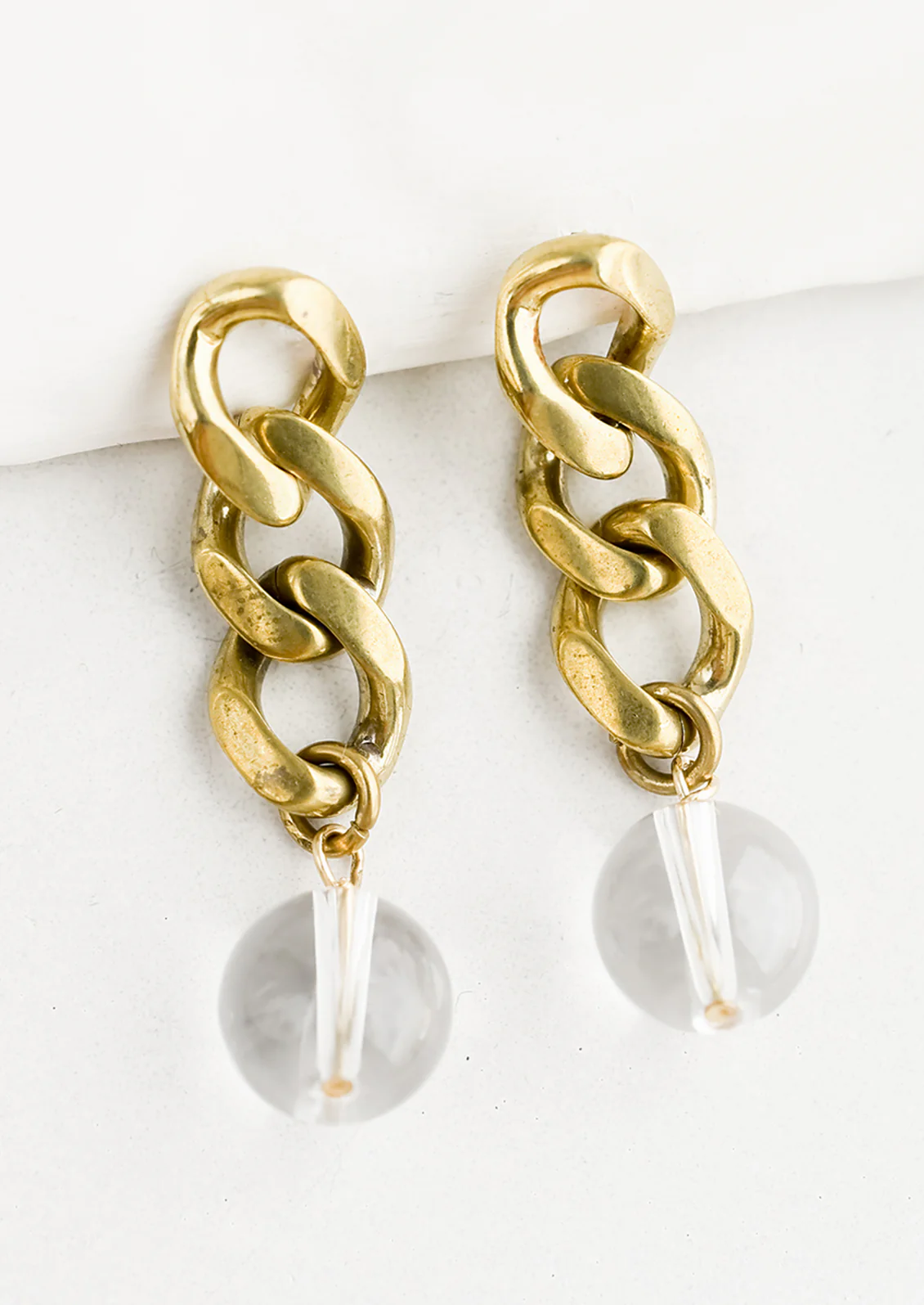 Crystal Ball Chainlink Earrings