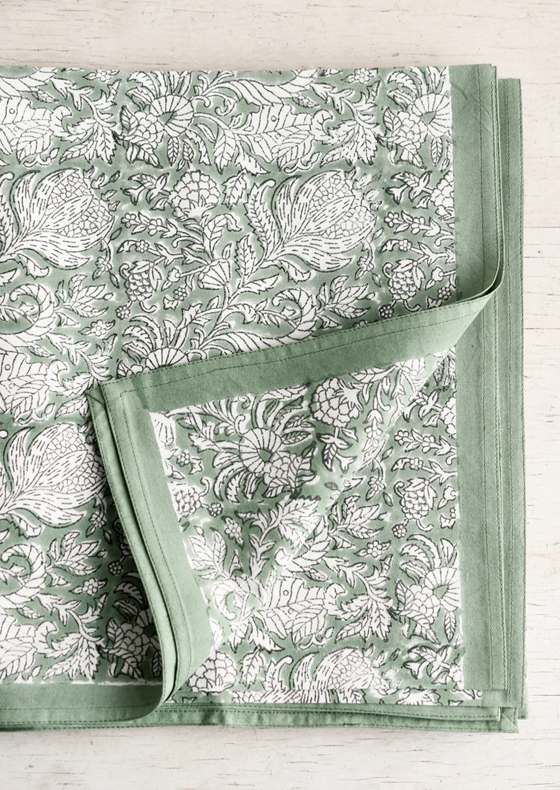 Block Print Floral Tablecloth - Image 2