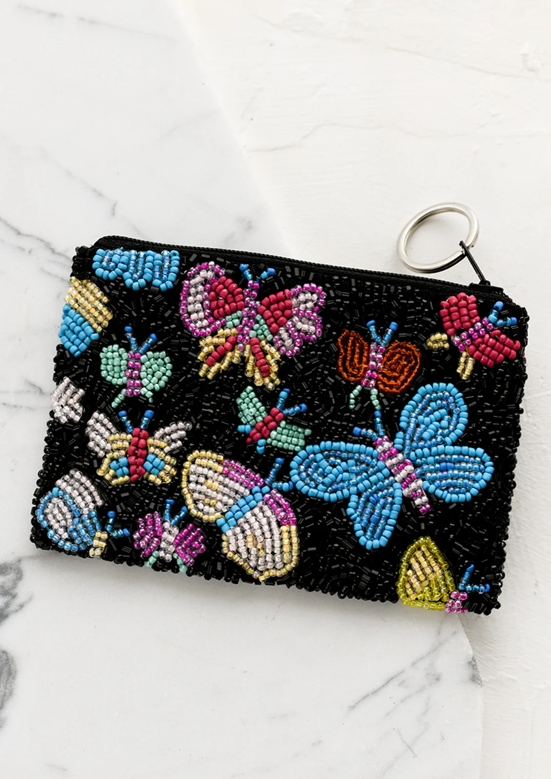 Butterflies Beaded Coin Pouch