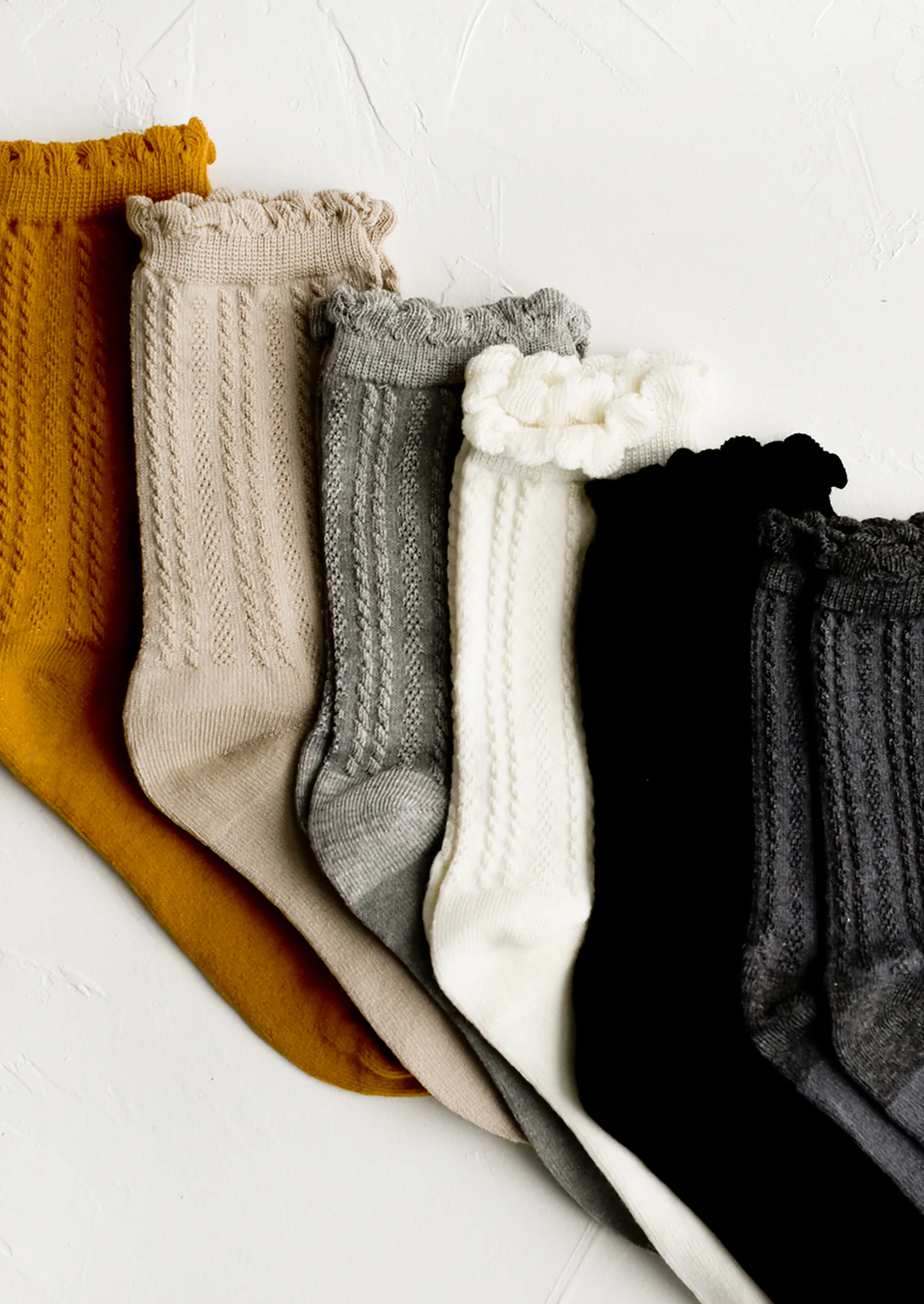 Cable Ruffle Trim Socks - Image 3