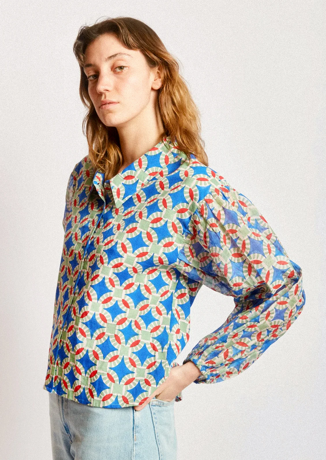 Camila Block Print Blouse - Image 2