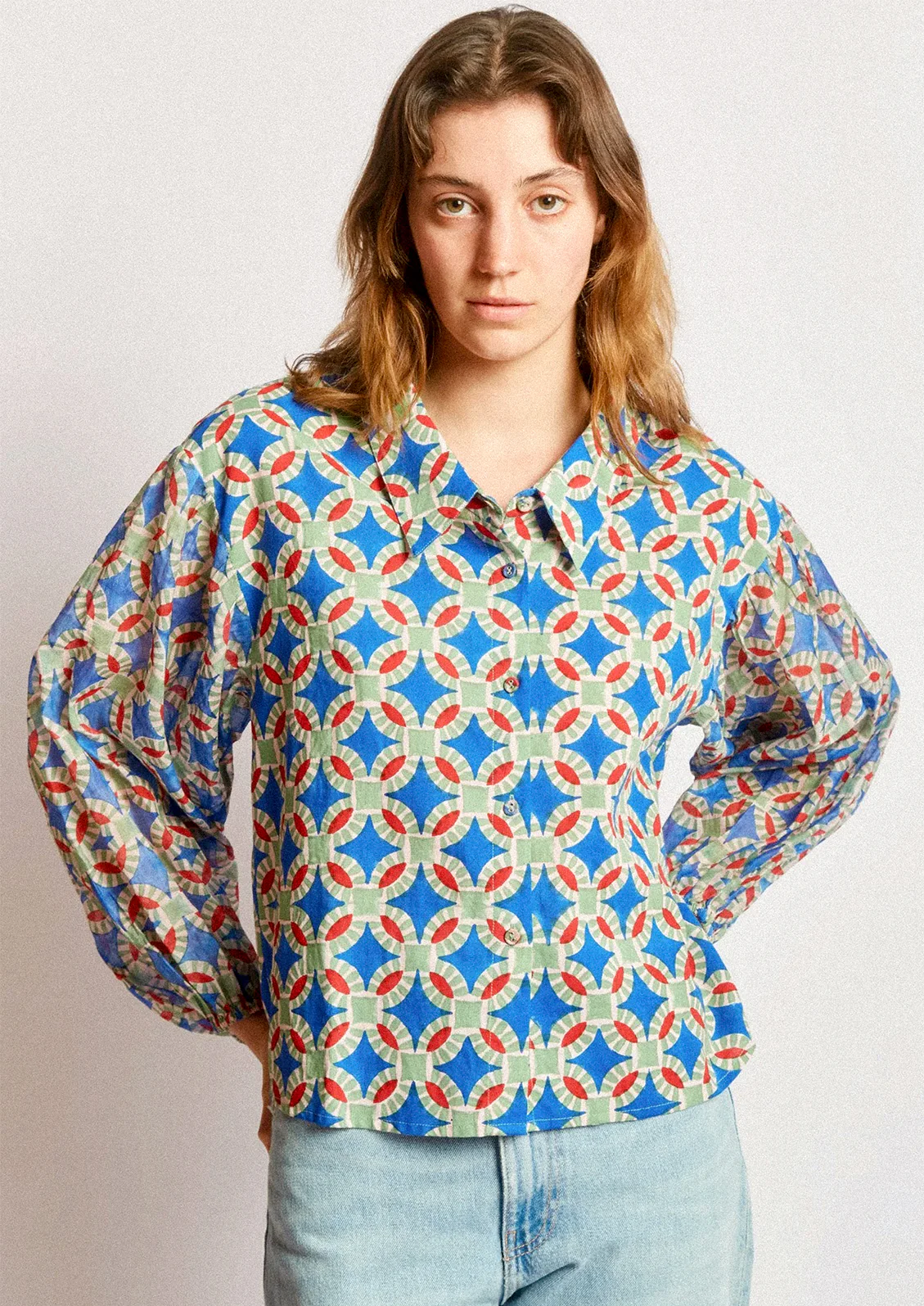Camila Block Print Blouse - Image 3