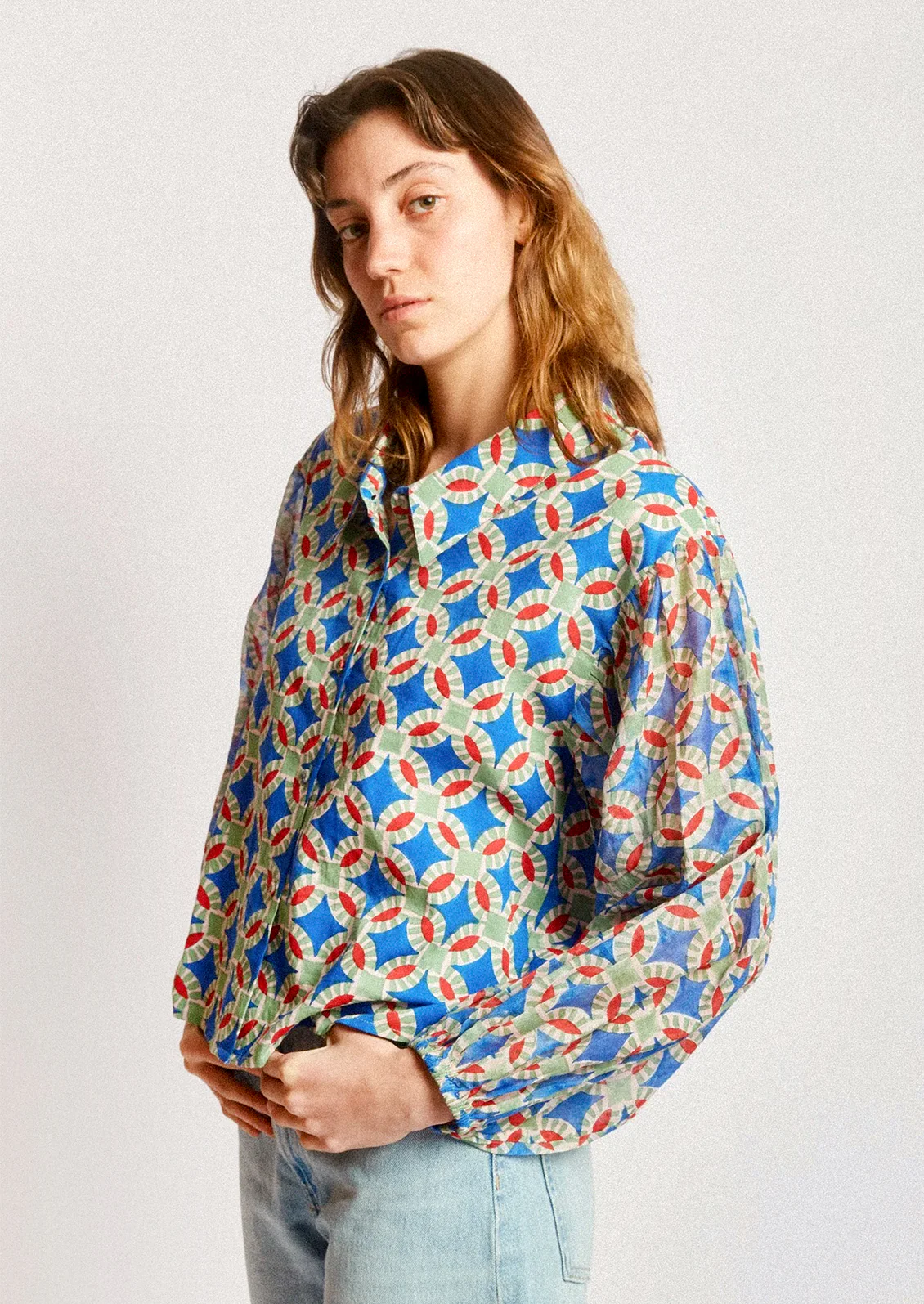 Camila Block Print Blouse - Image 4