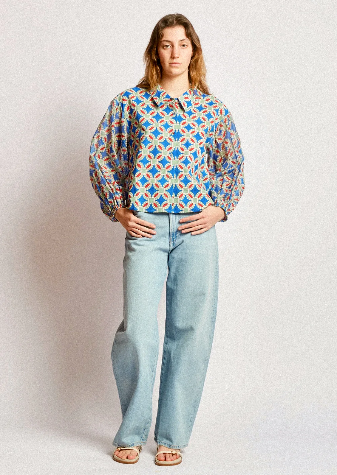 Camila Block Print Blouse - Image 5