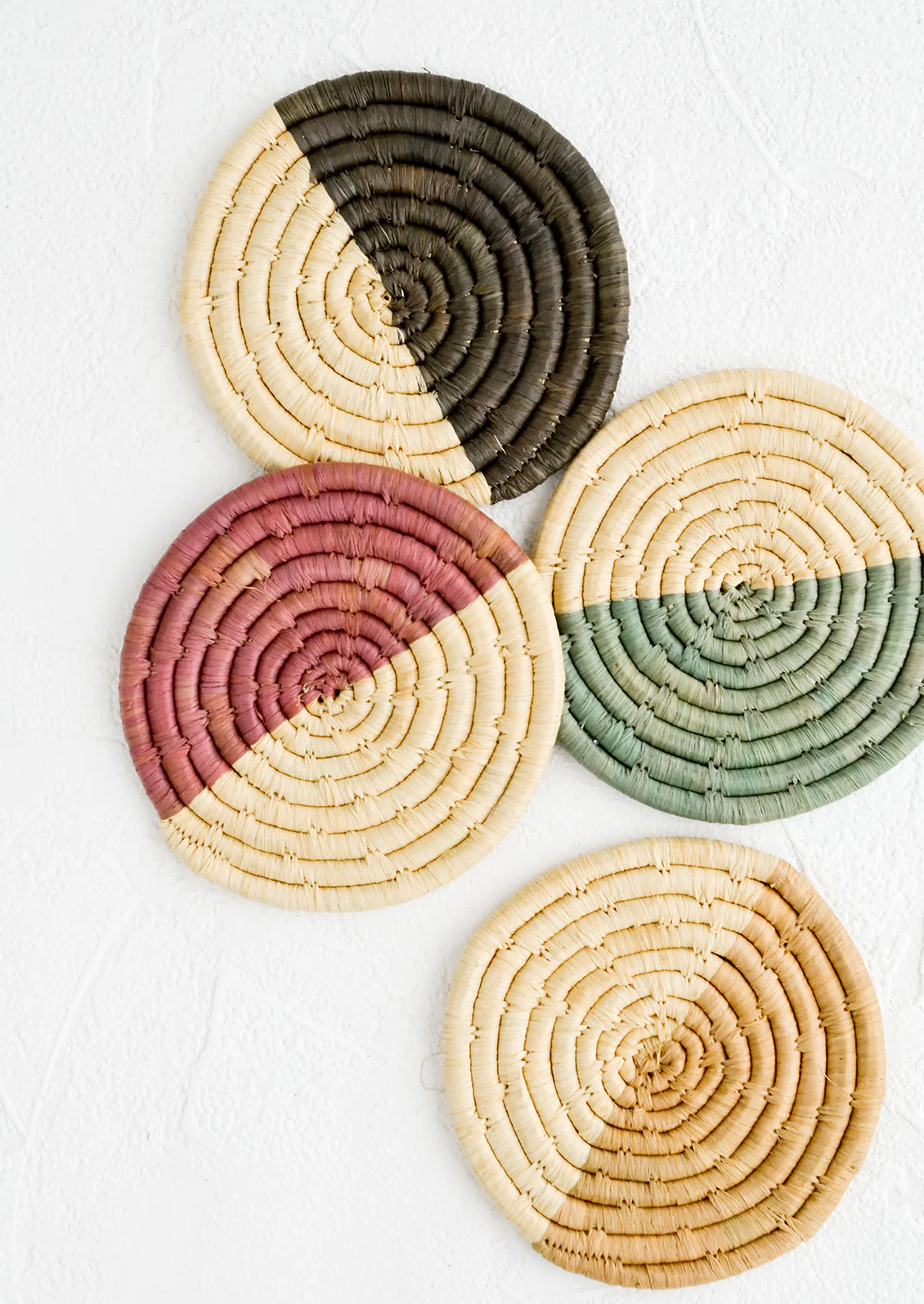 Colorblock Raffia Coaster Set