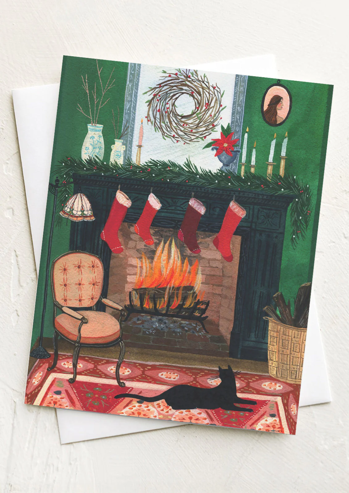 Festive Fireplace Card