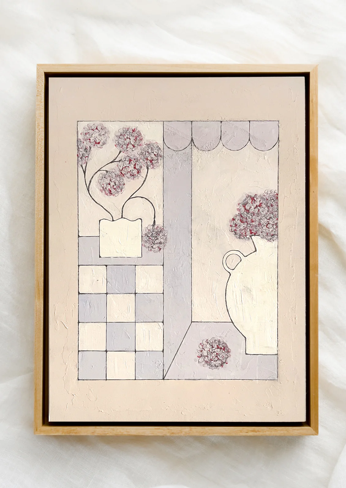 Cream Tiles & Hydrangeas No. 4 Painting