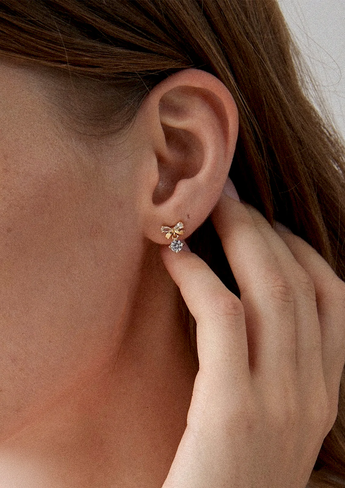 Crystal Bow Stud Earrings - Image 2