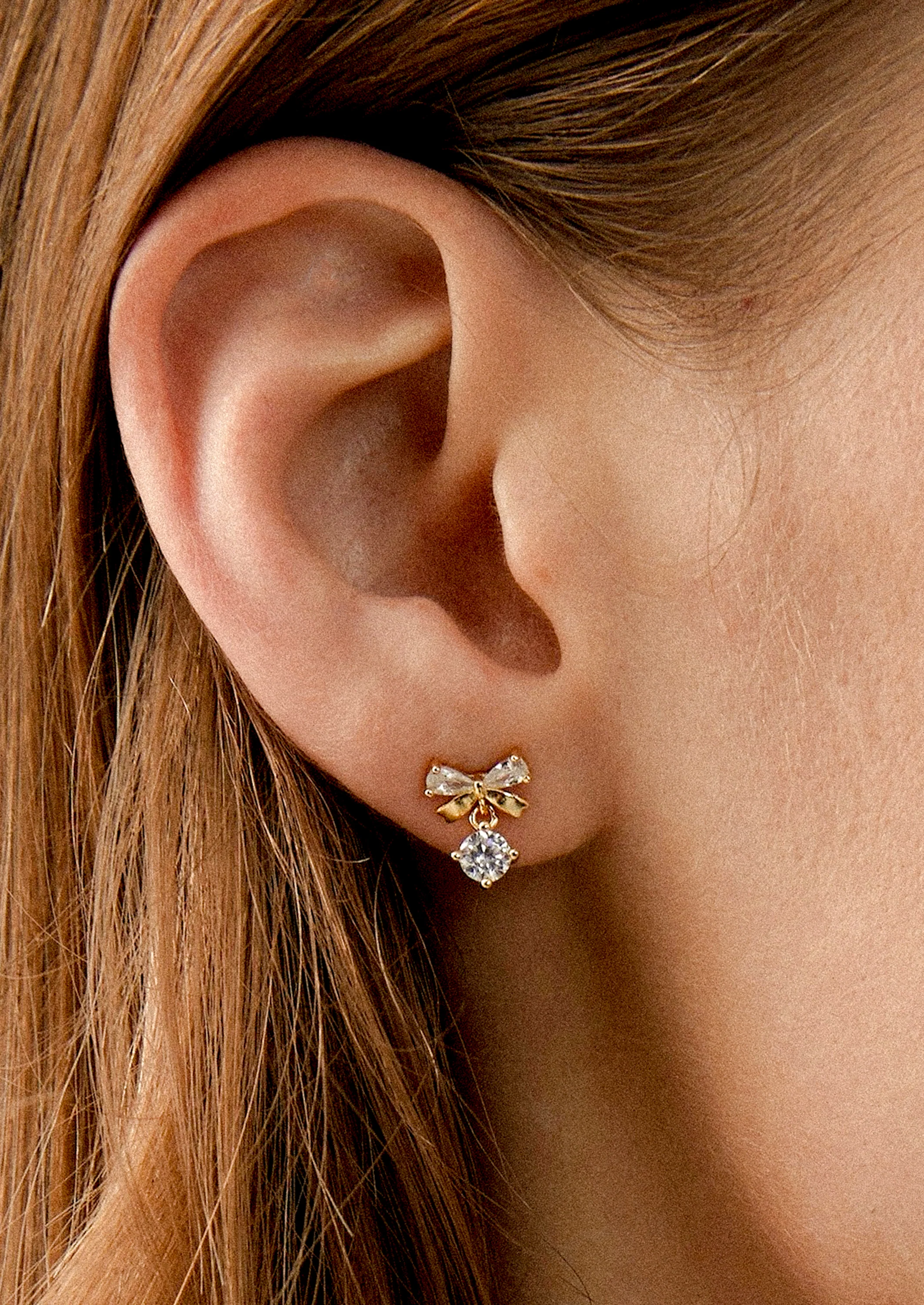 Crystal Bow Stud Earrings - Image 4
