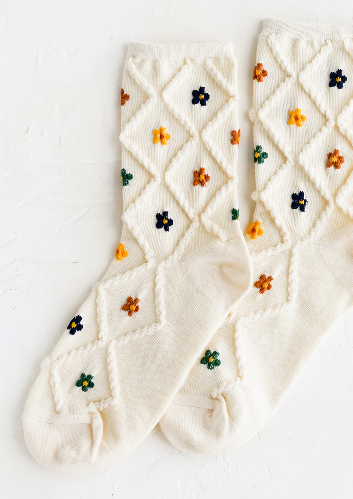 Diamante Floral Cotton Socks - Image 2