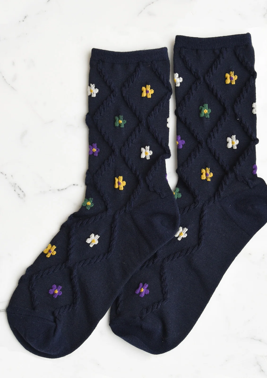 Diamante Floral Cotton Socks - Image 3