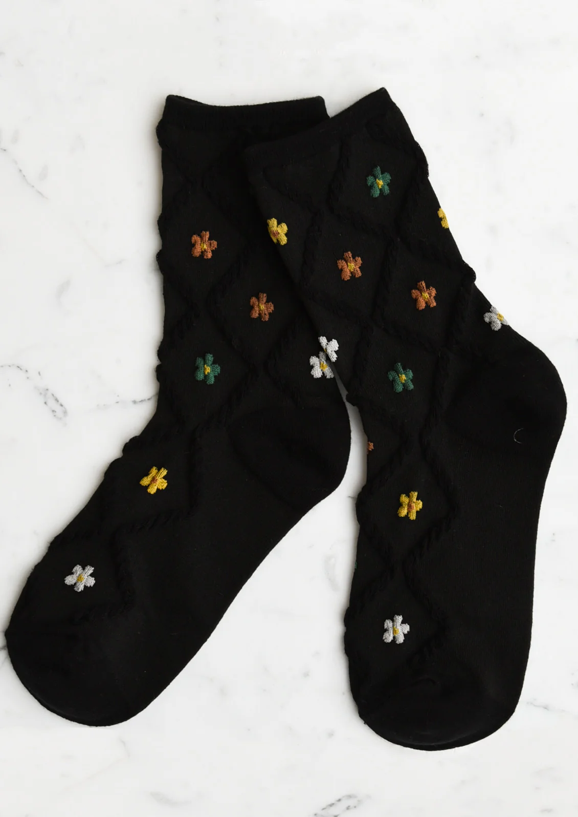 Diamante Floral Cotton Socks - Image 4