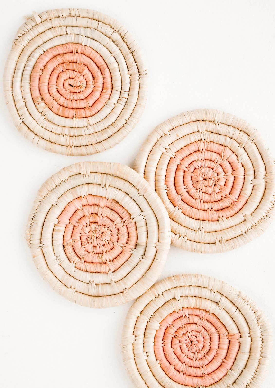 Color Dot Raffia Coaster Set