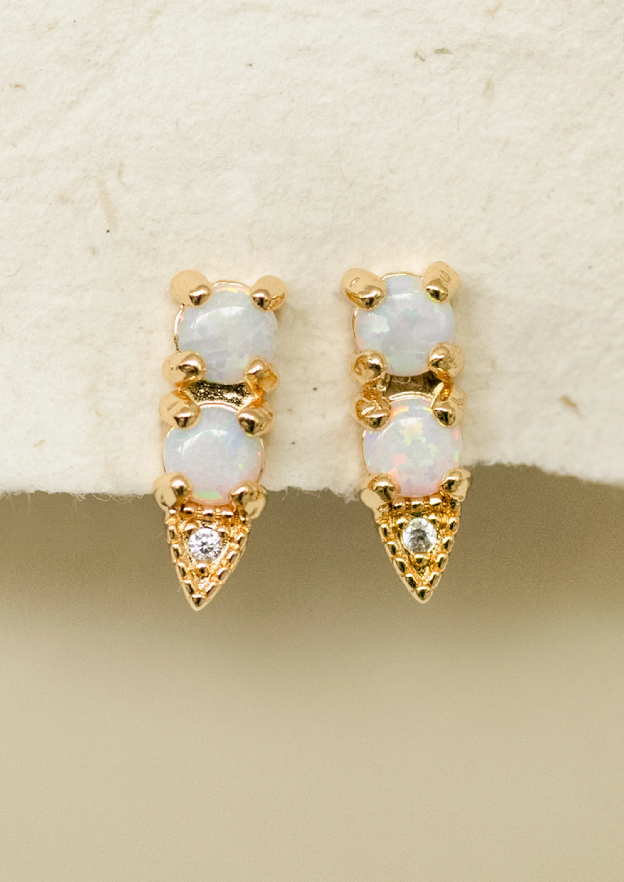 Double Opal Stud Earrings