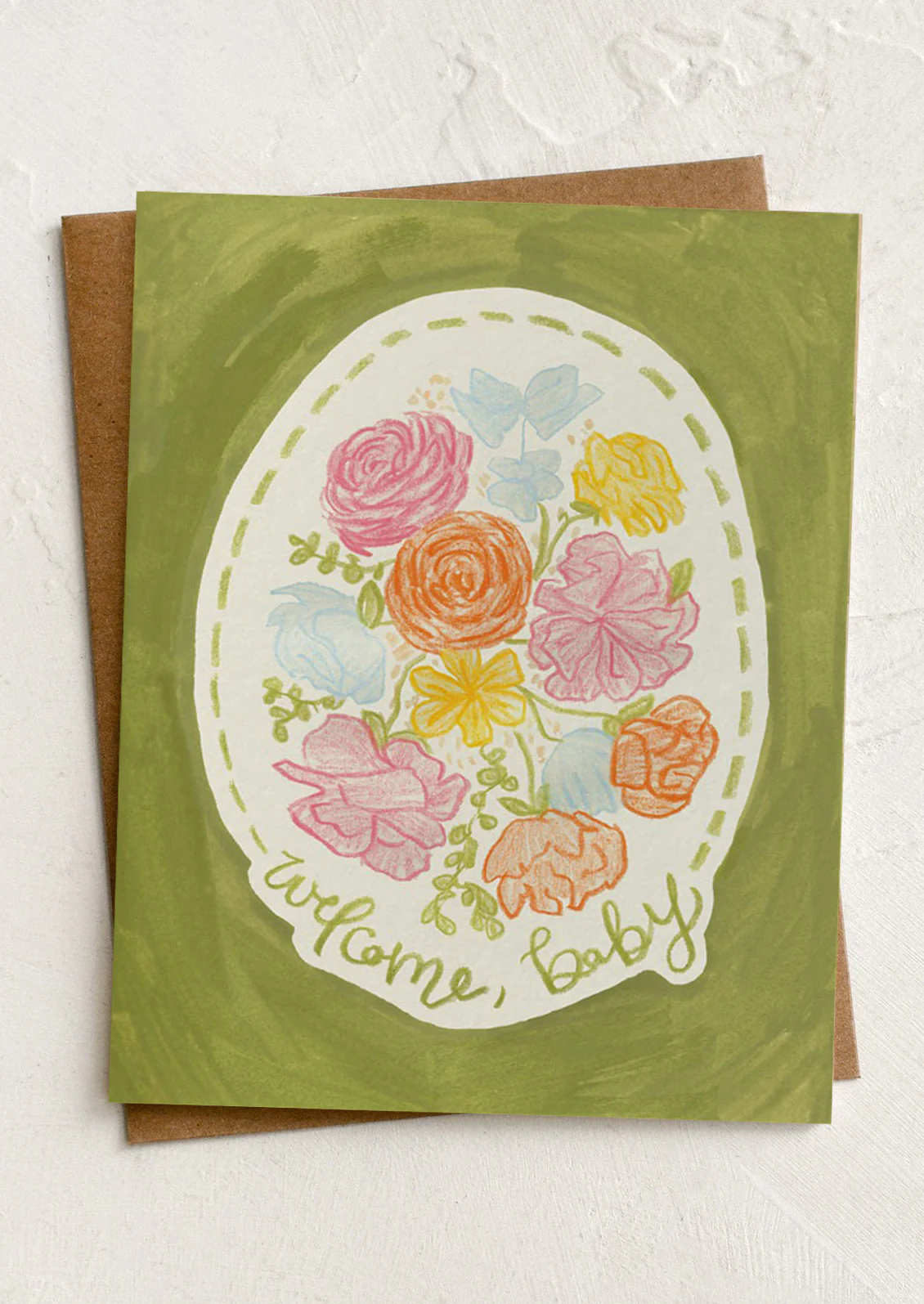 Floral Cross Stitch Baby Card