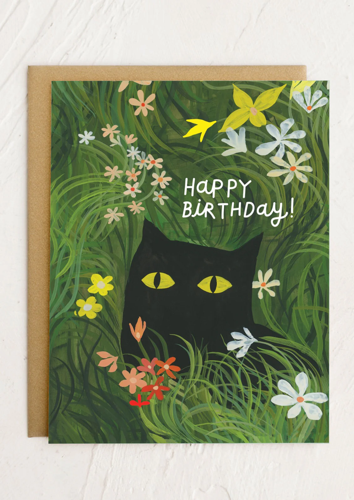 Cat Among Flowers Birthday Card