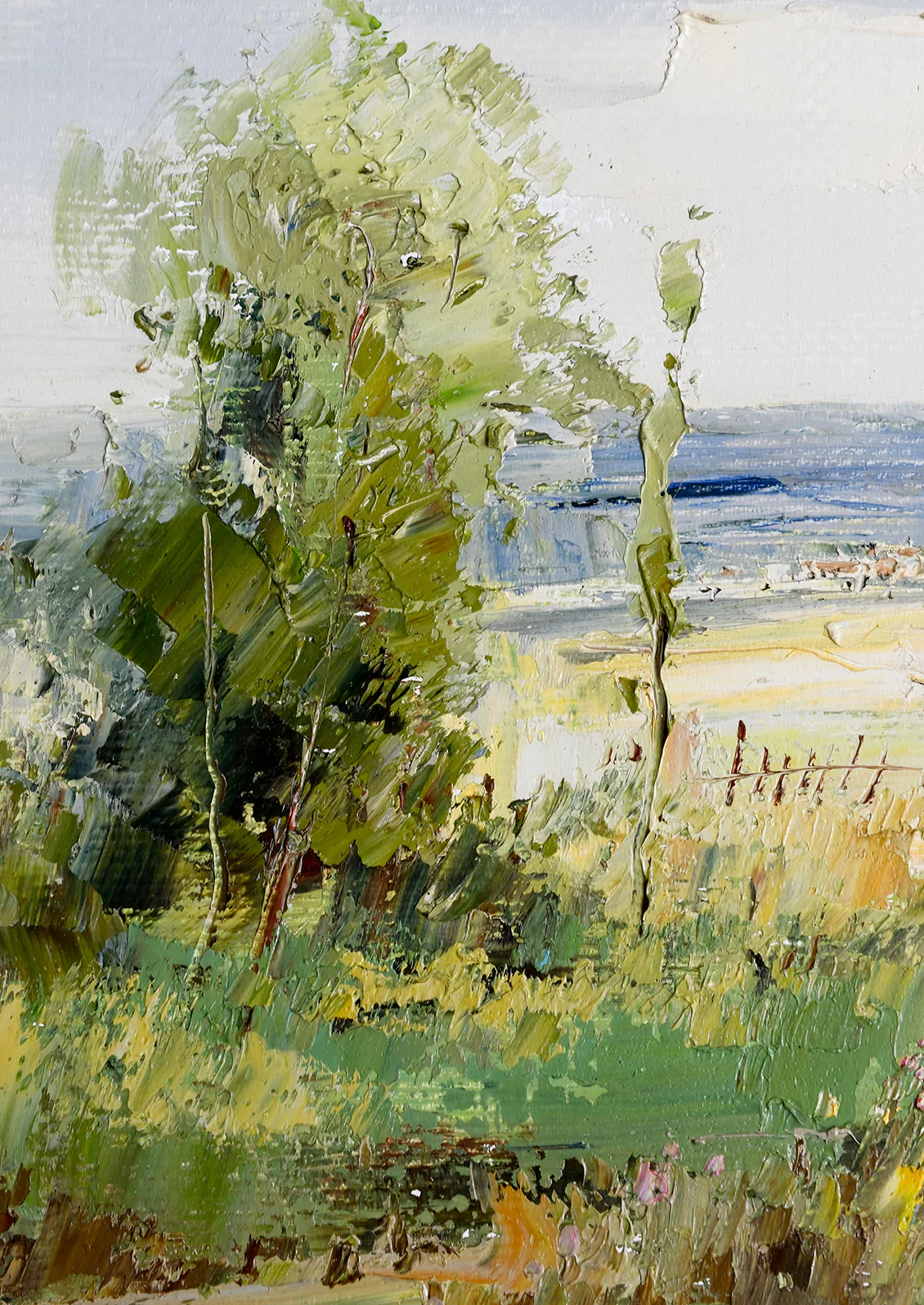 Framed Oil Landscape Painting, Meadow II - Image 2
