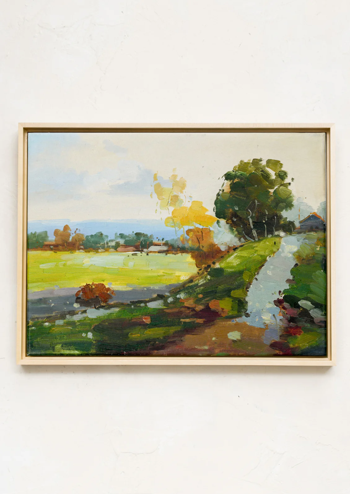 Framed Oil Painting, Spring Hillside