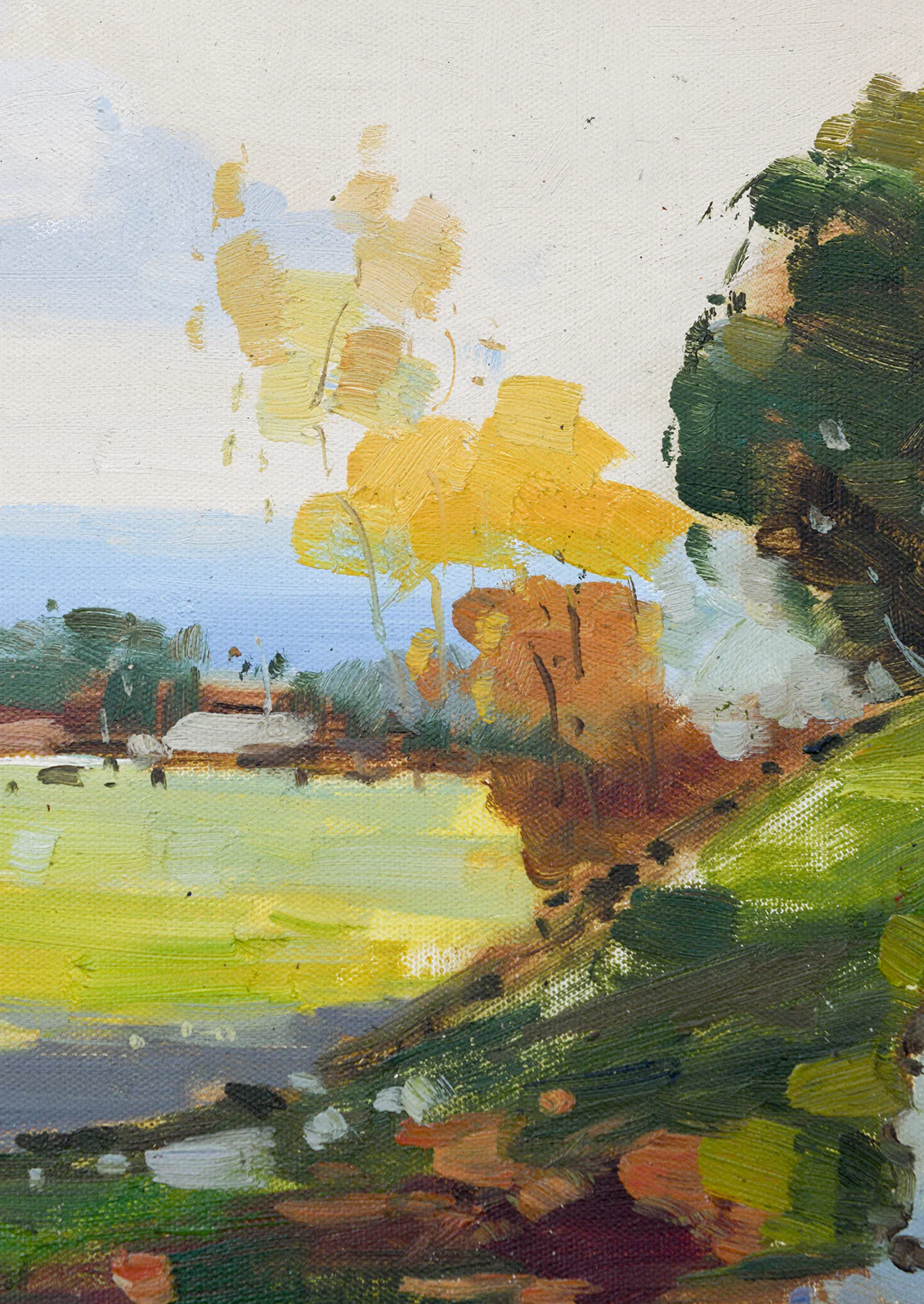 Framed Oil Painting, Spring Hillside - Image 2