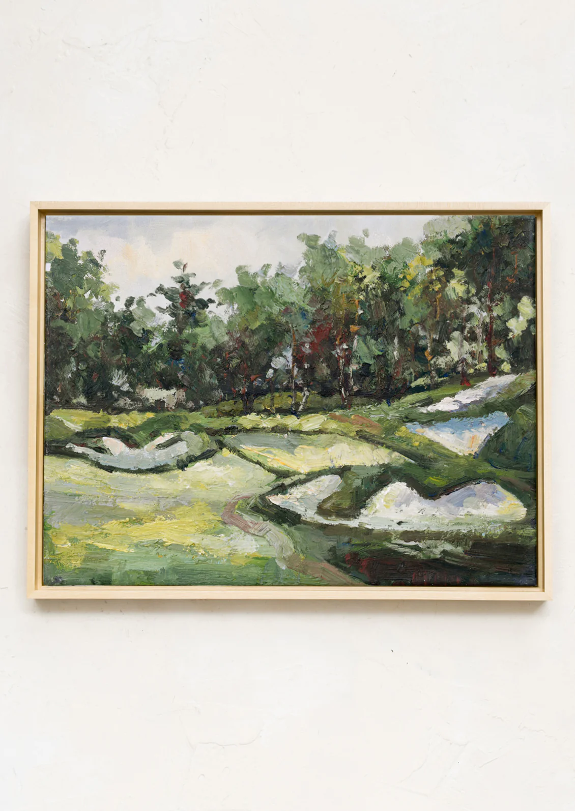 Framed Oil Painting, Spring Hillside III