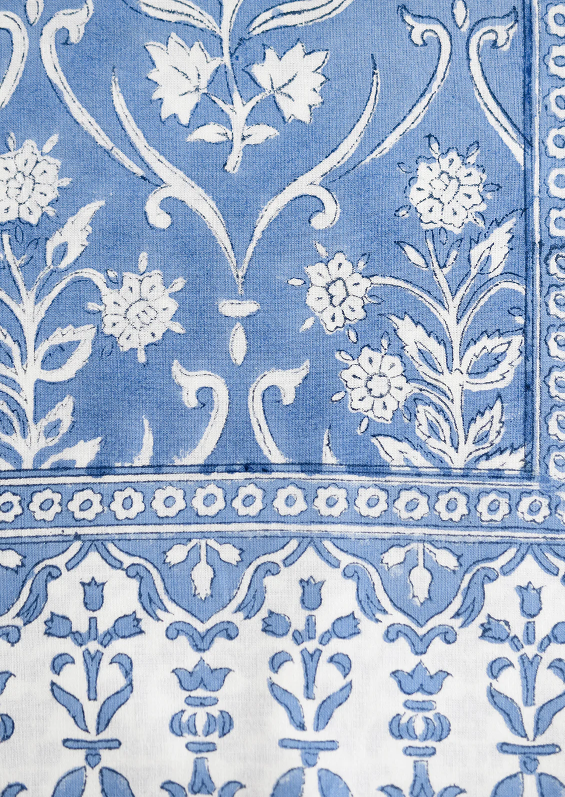 French Floral Block Print Tablecloth - Image 3