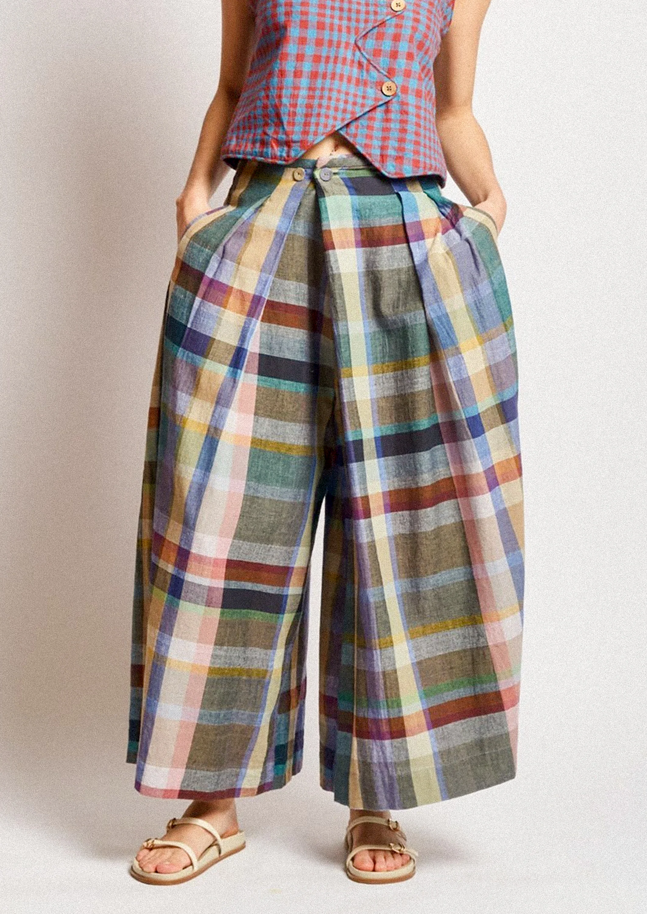Frida Pant in Mist Check