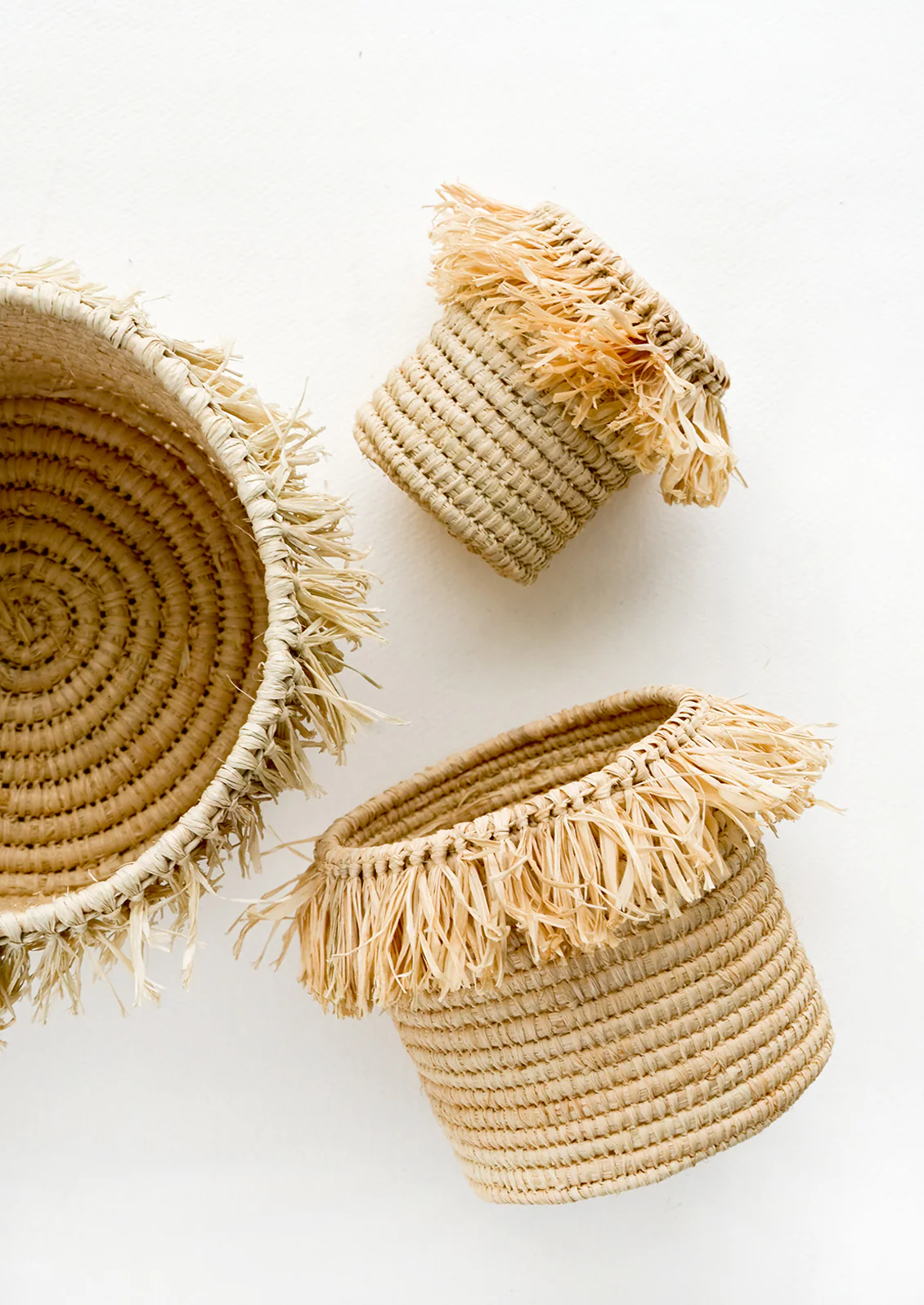 Fringed Raffia Catchall Basket - Image 2