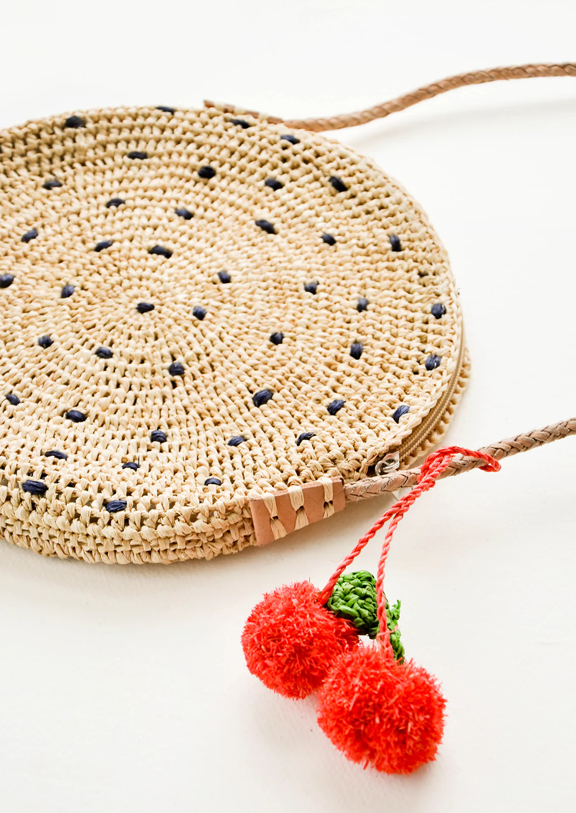 Fruit Pom Straw Crossbody Bag - Image 2