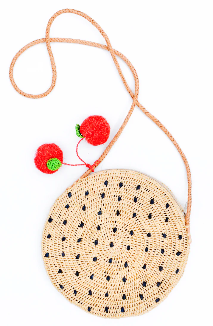 Fruit Pom Straw Crossbody Bag - Image 3