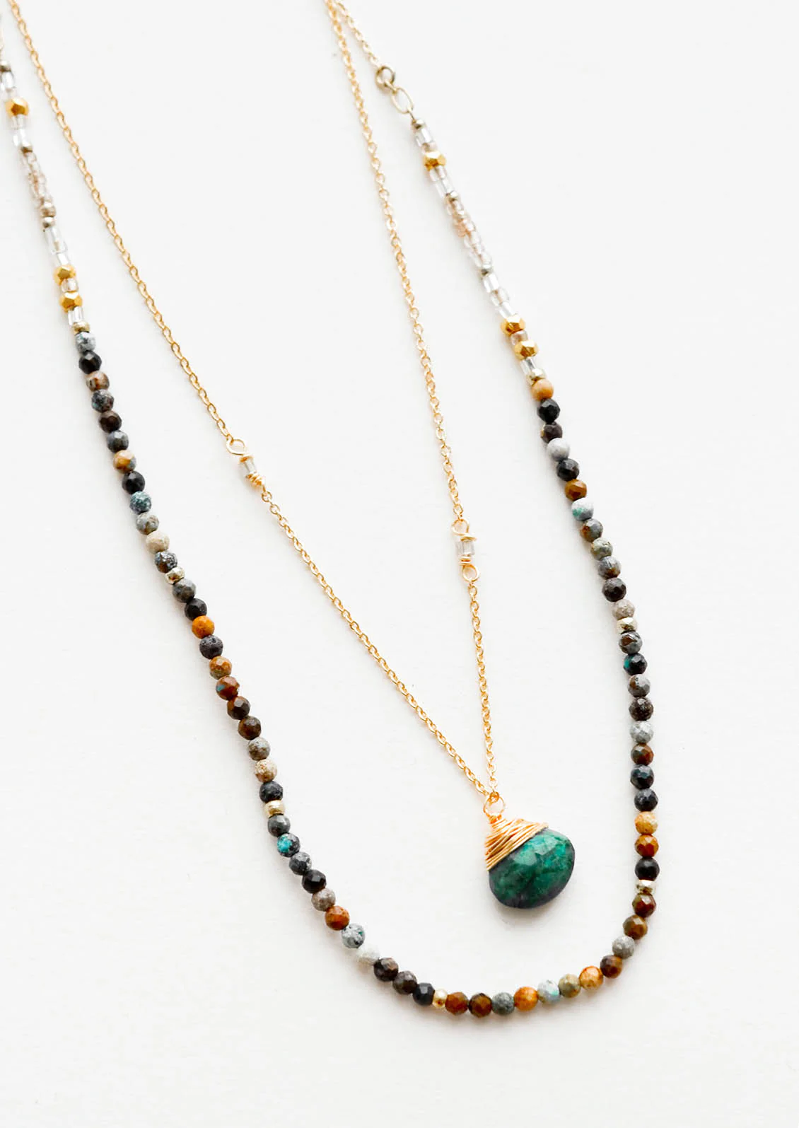 Gemstone Pendulum Layered Necklace