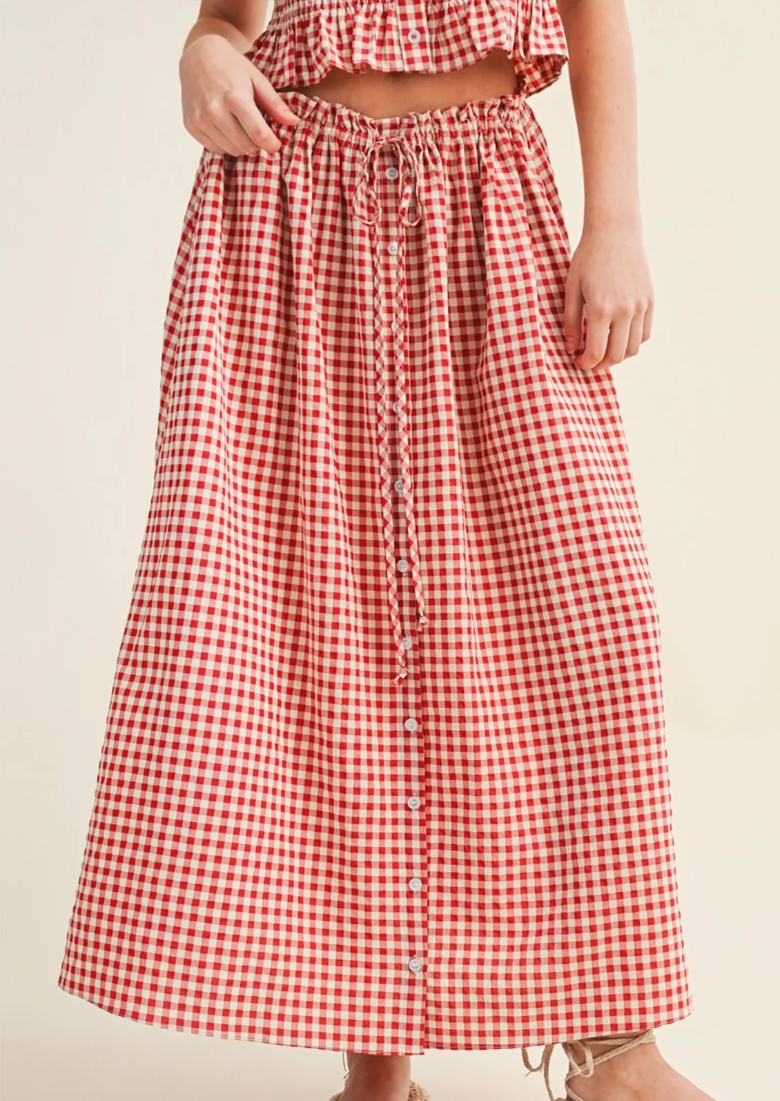 Picnic Gingham Button Front Skirt - Image 2