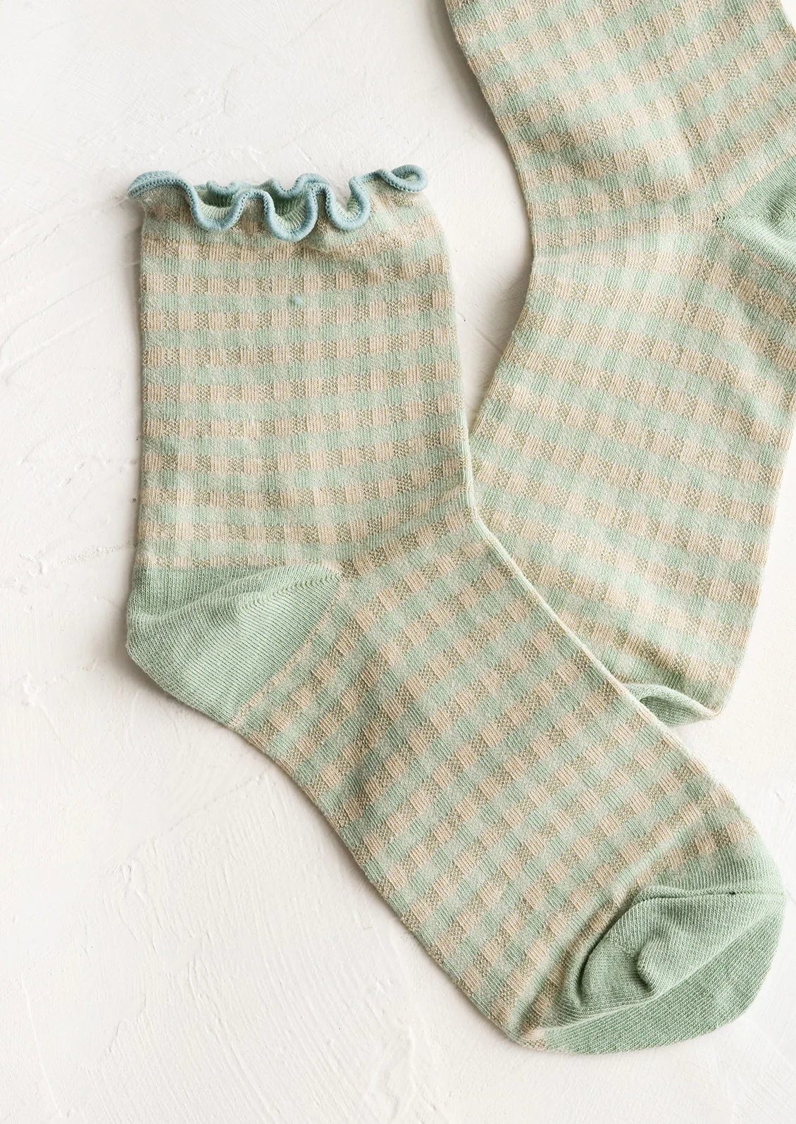 Gingham Ruffle Ankle Socks - Image 3