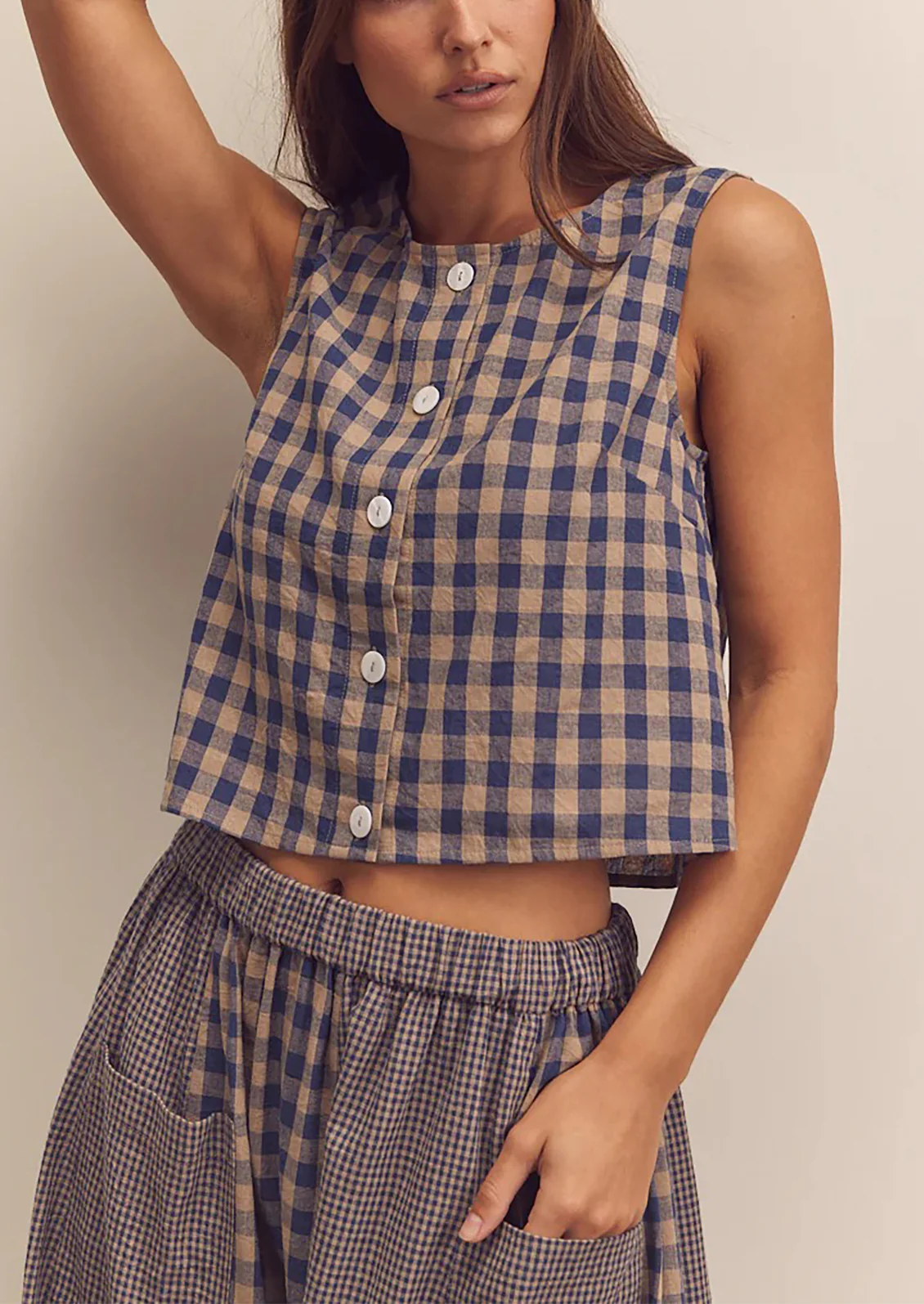 Gingham Cotton-Linen Top - Image 4
