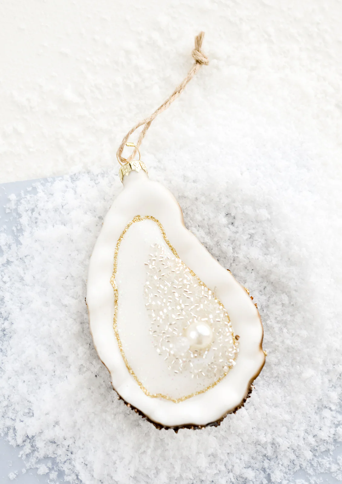 Glittered Oyster Ornament