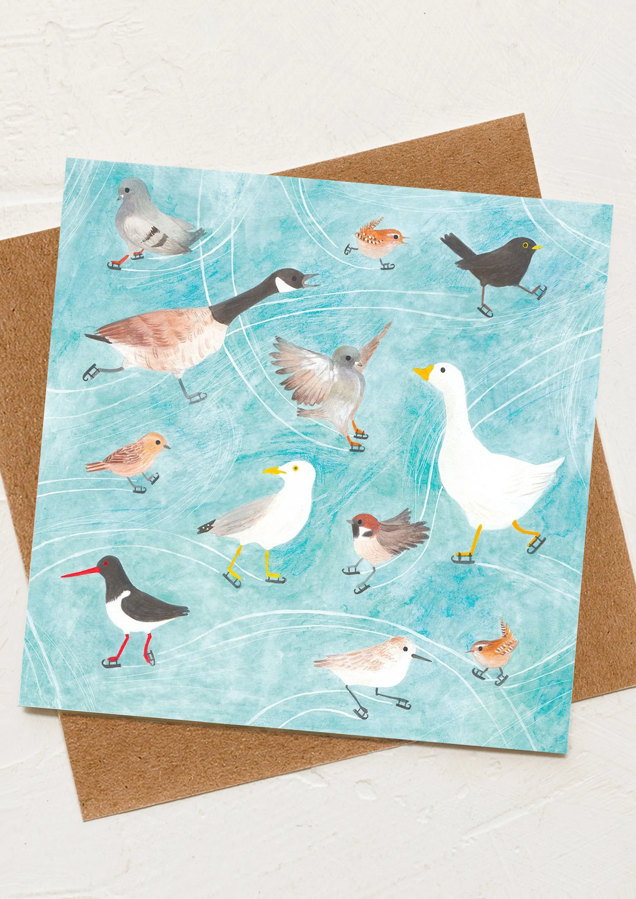 Ice Skating Birds Card
