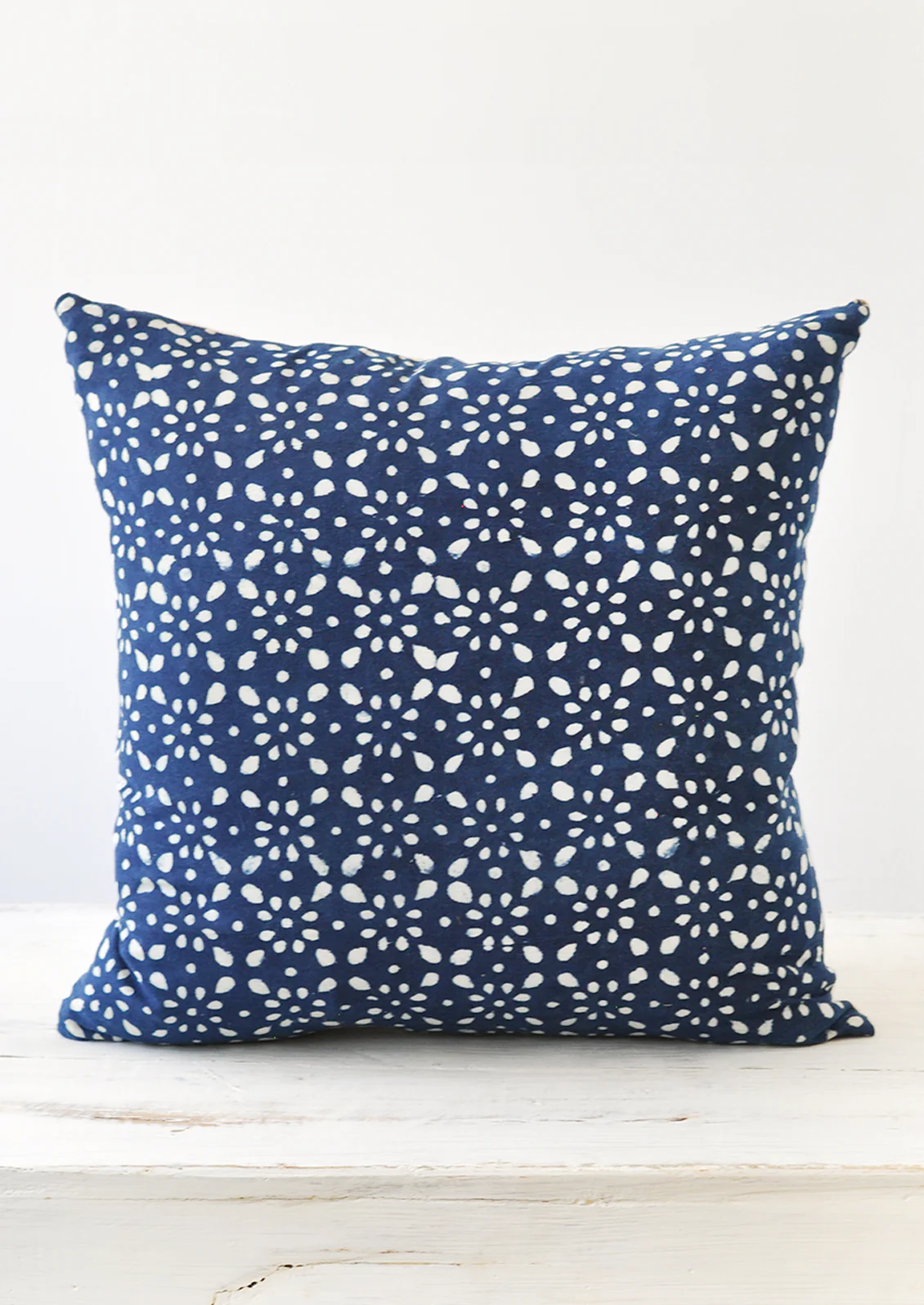 Indigo Flora Block Print Pillow
