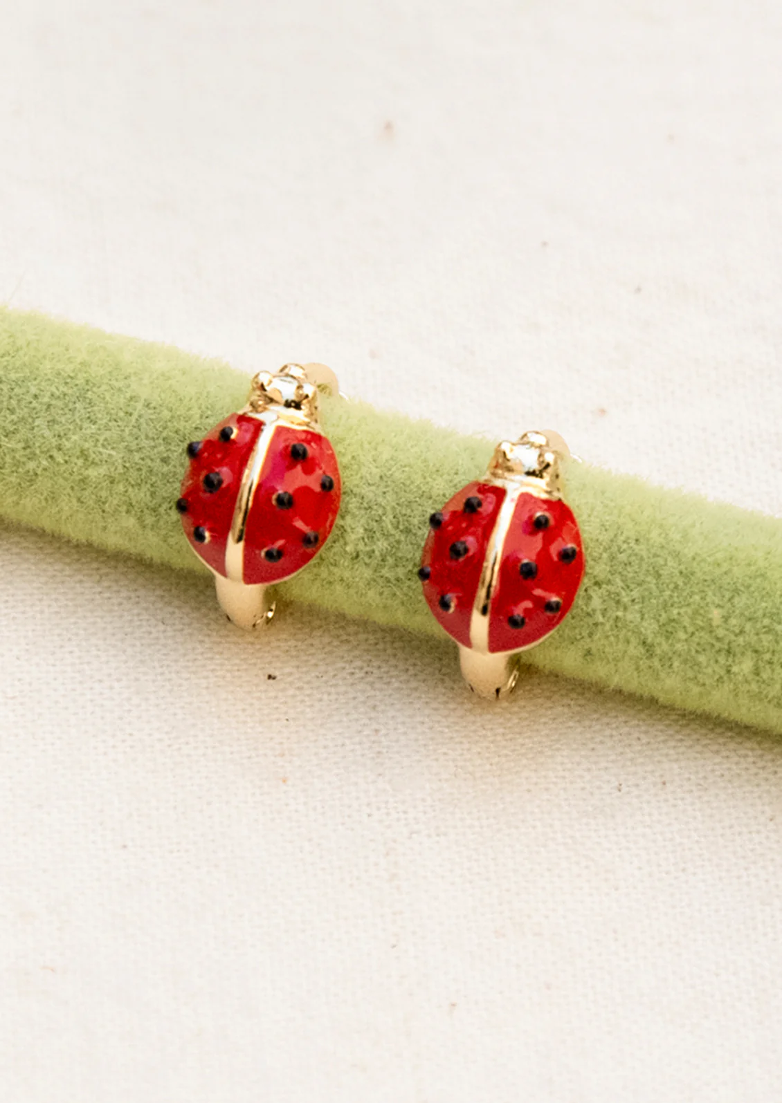Ladybug Huggie Hoop Earrings