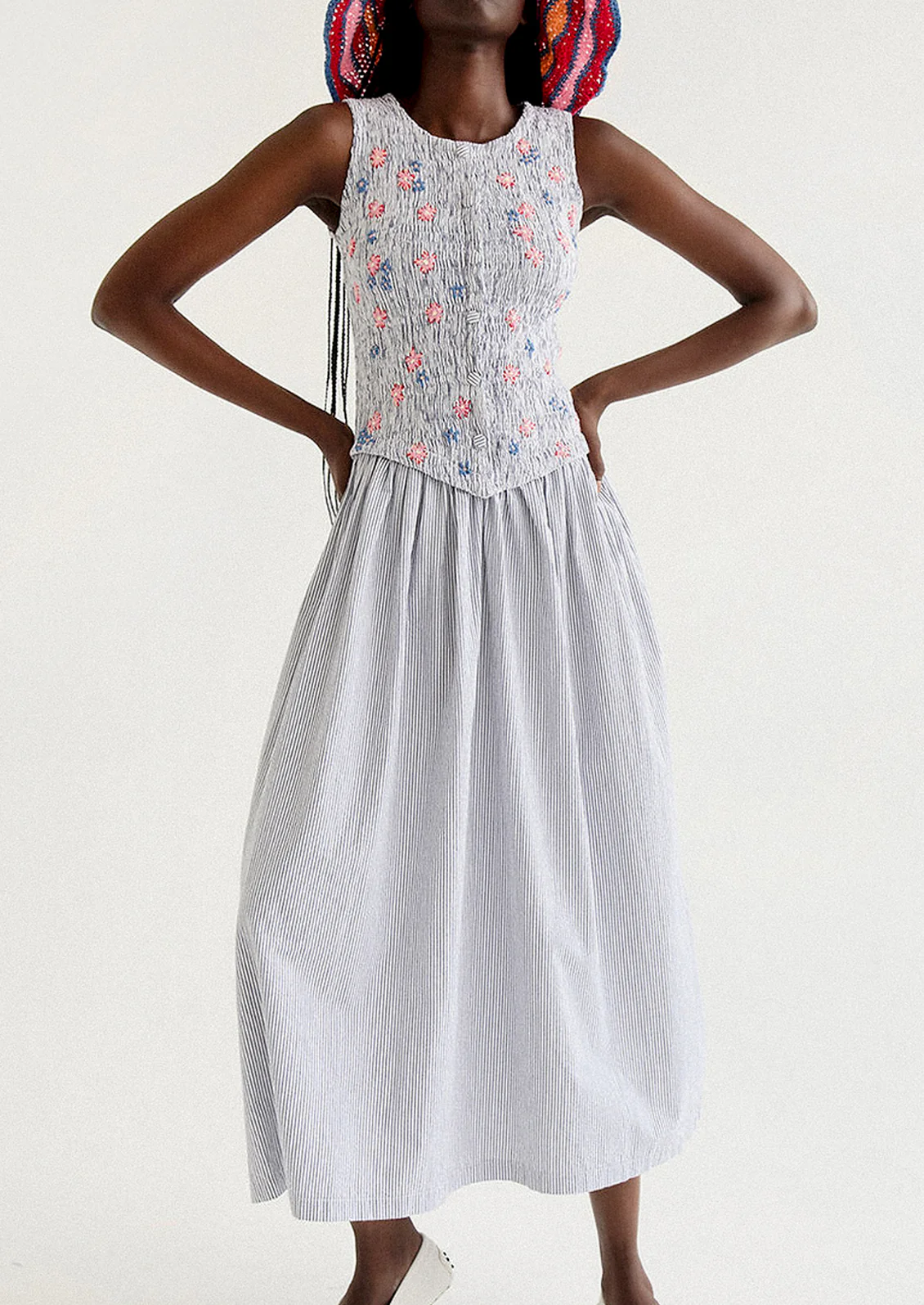 Laila Embroidered Seersucker Dress - Image 3