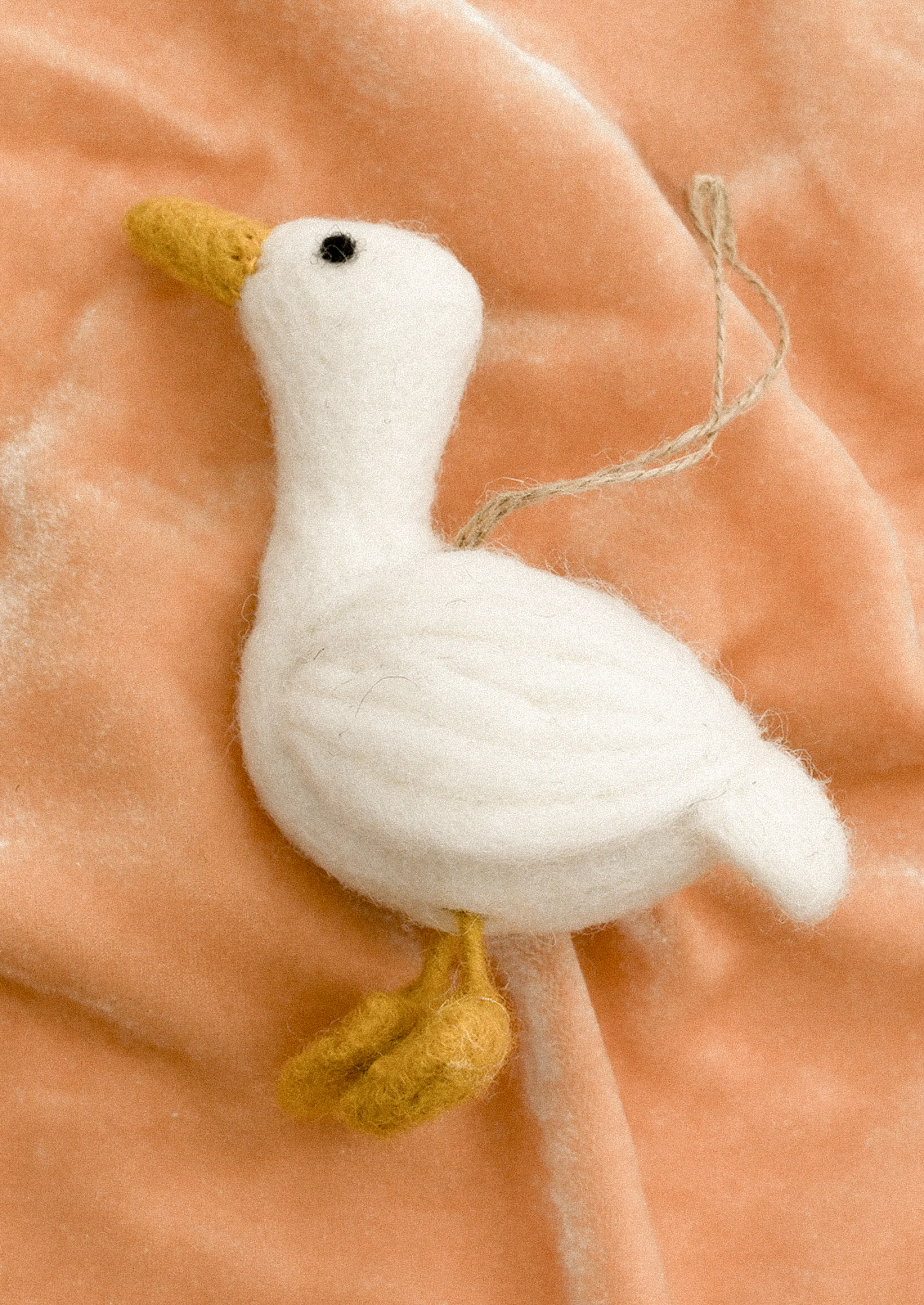 Felted White Duck Ornament