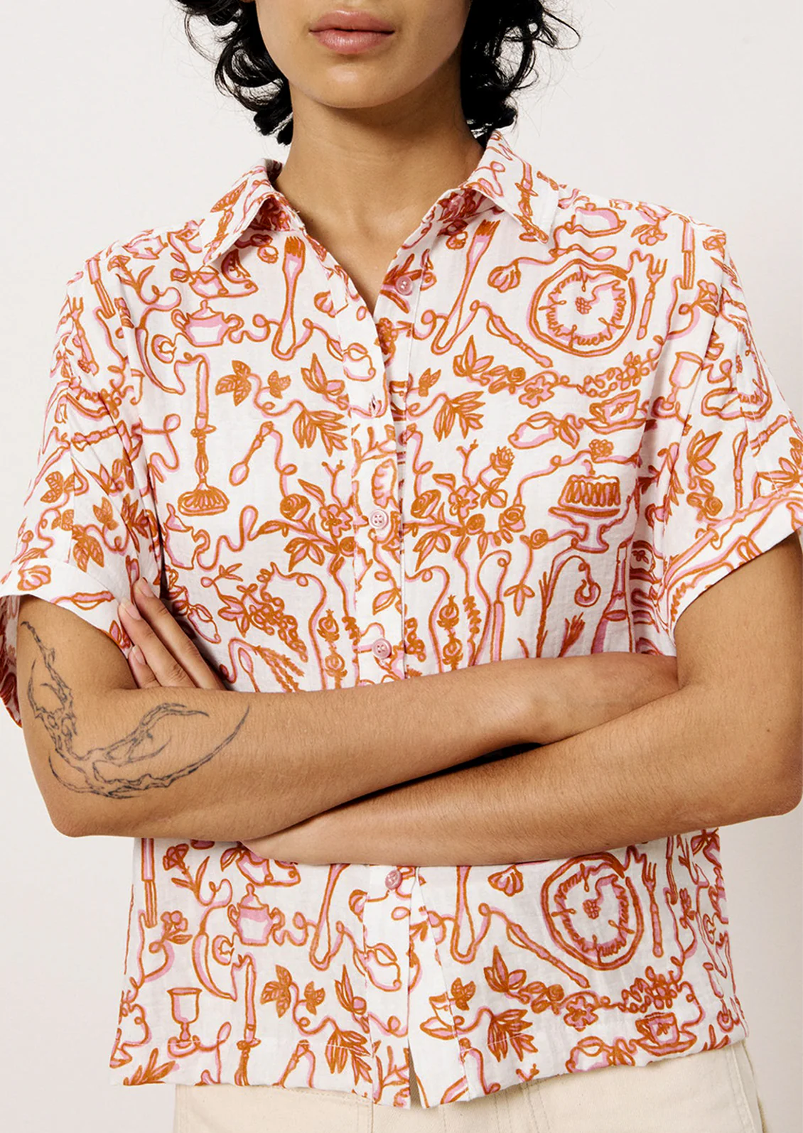Aldora Printed Button Down