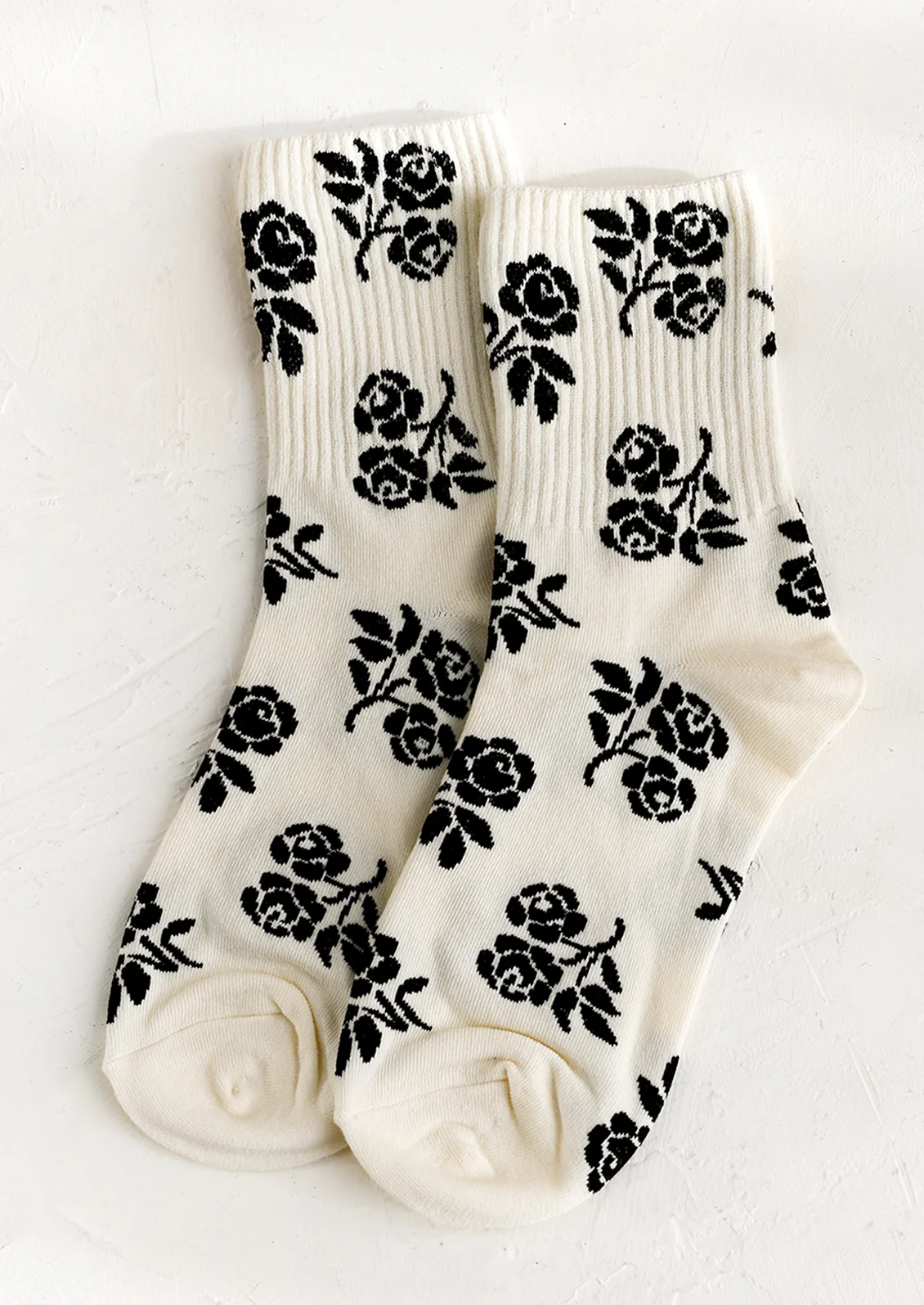 Monochrome Floral Socks