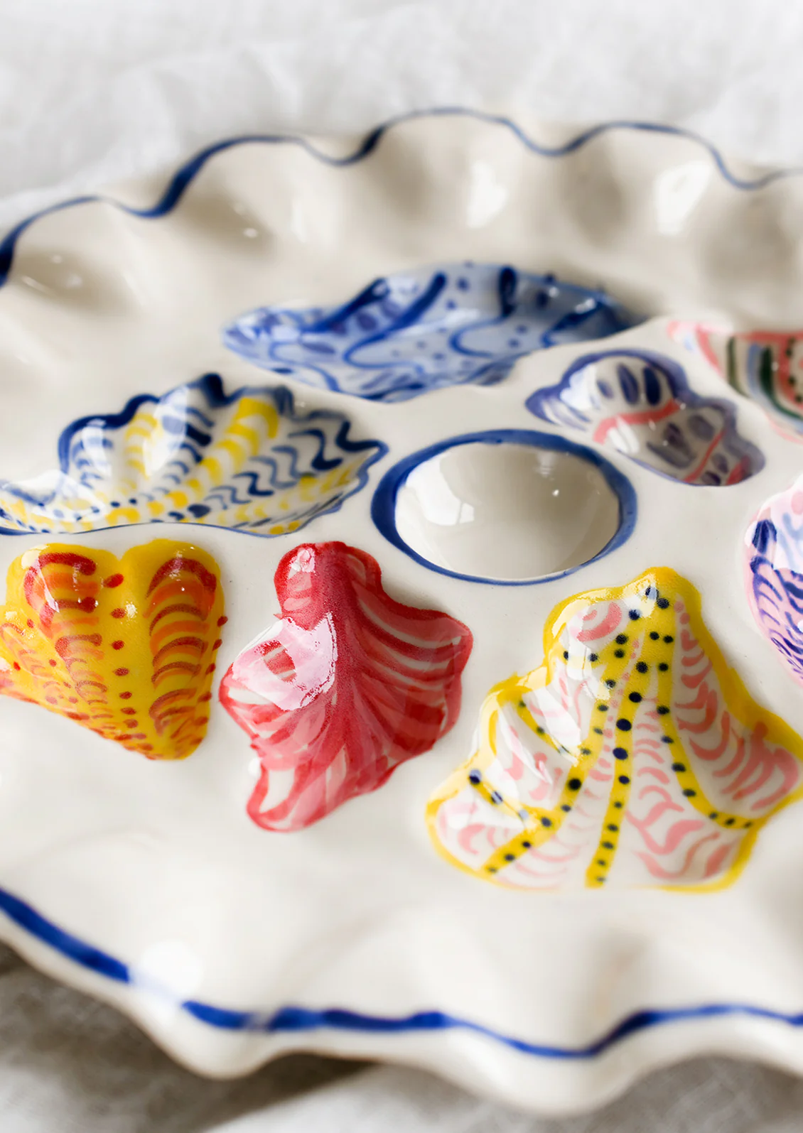Painted Ceramic Oyster Plate - Image 2