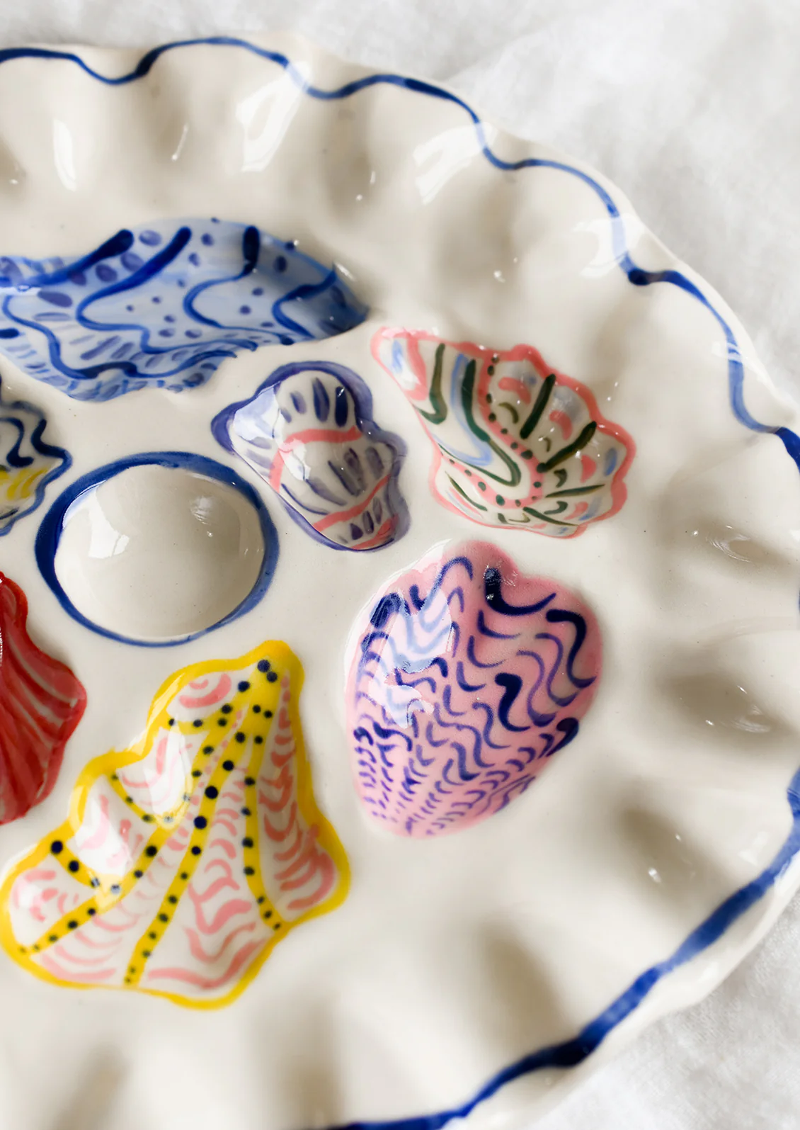 Painted Ceramic Oyster Plate - Image 3