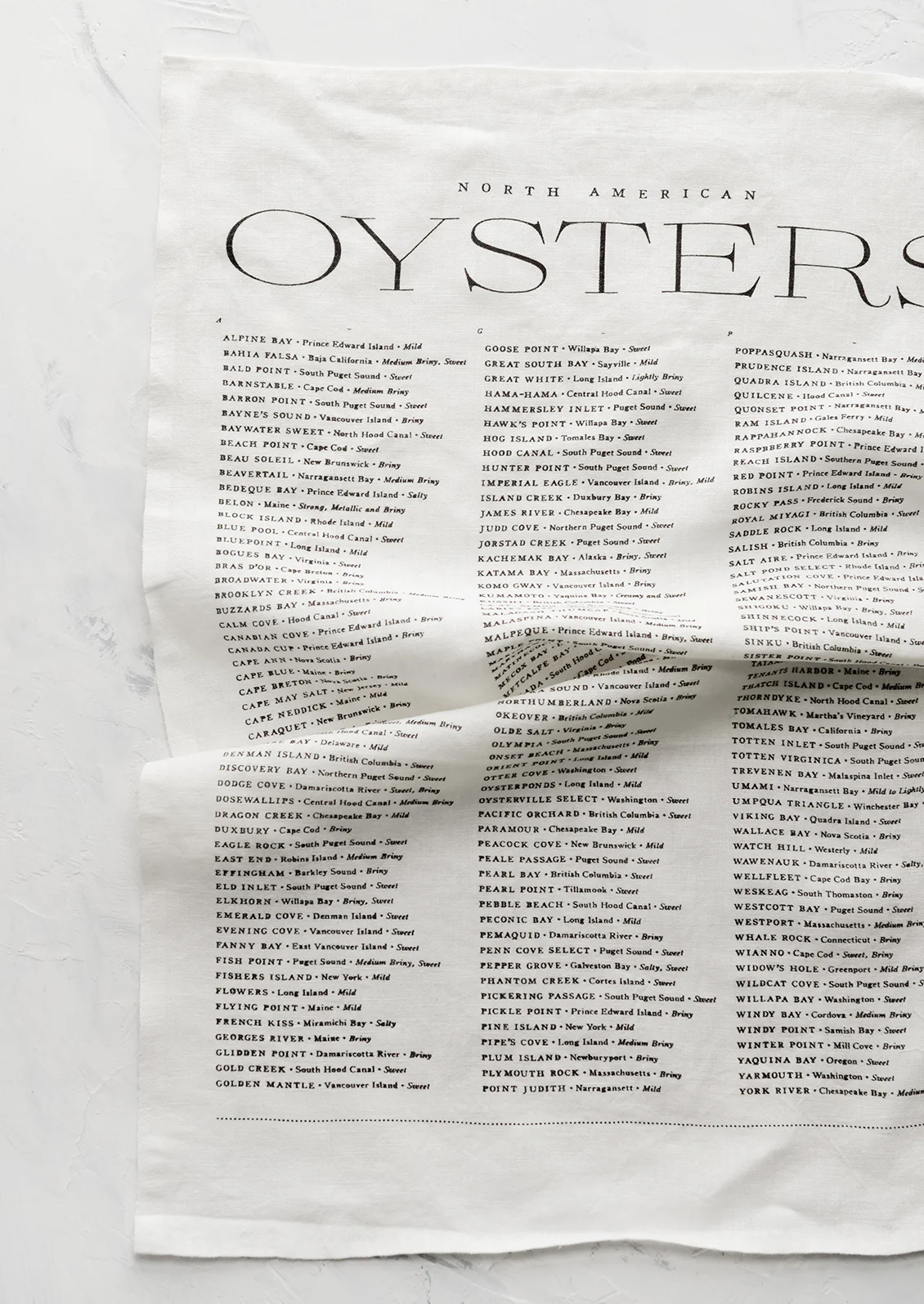 Oyster Varieties Tea Towel