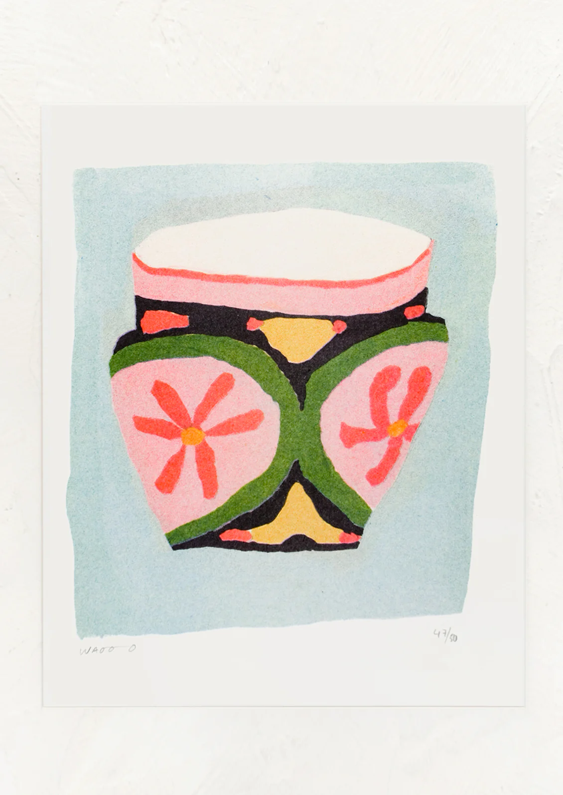 Painted Flowerpot Risograph Print