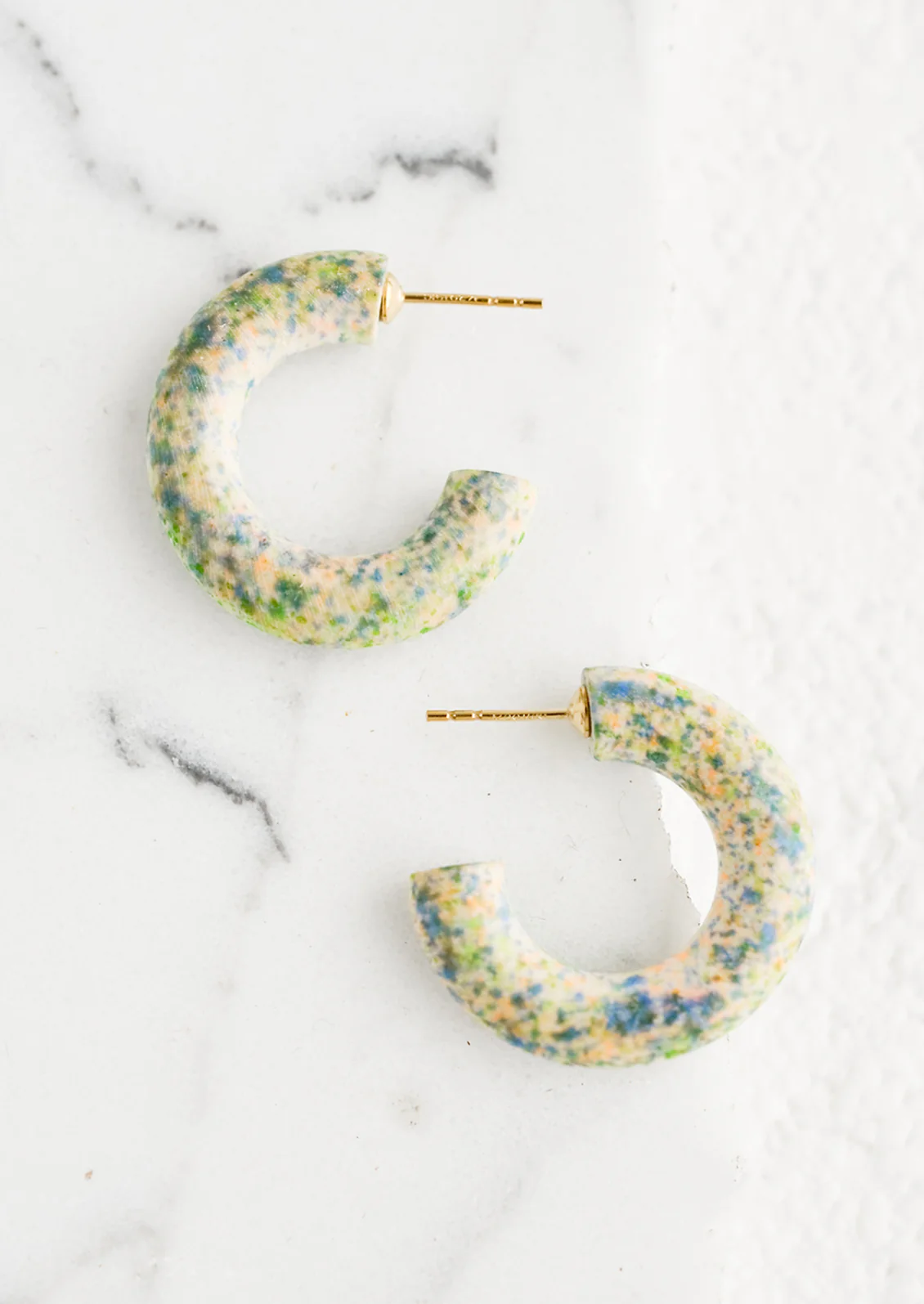 Painted Wood Hoop Earrings - Image 2