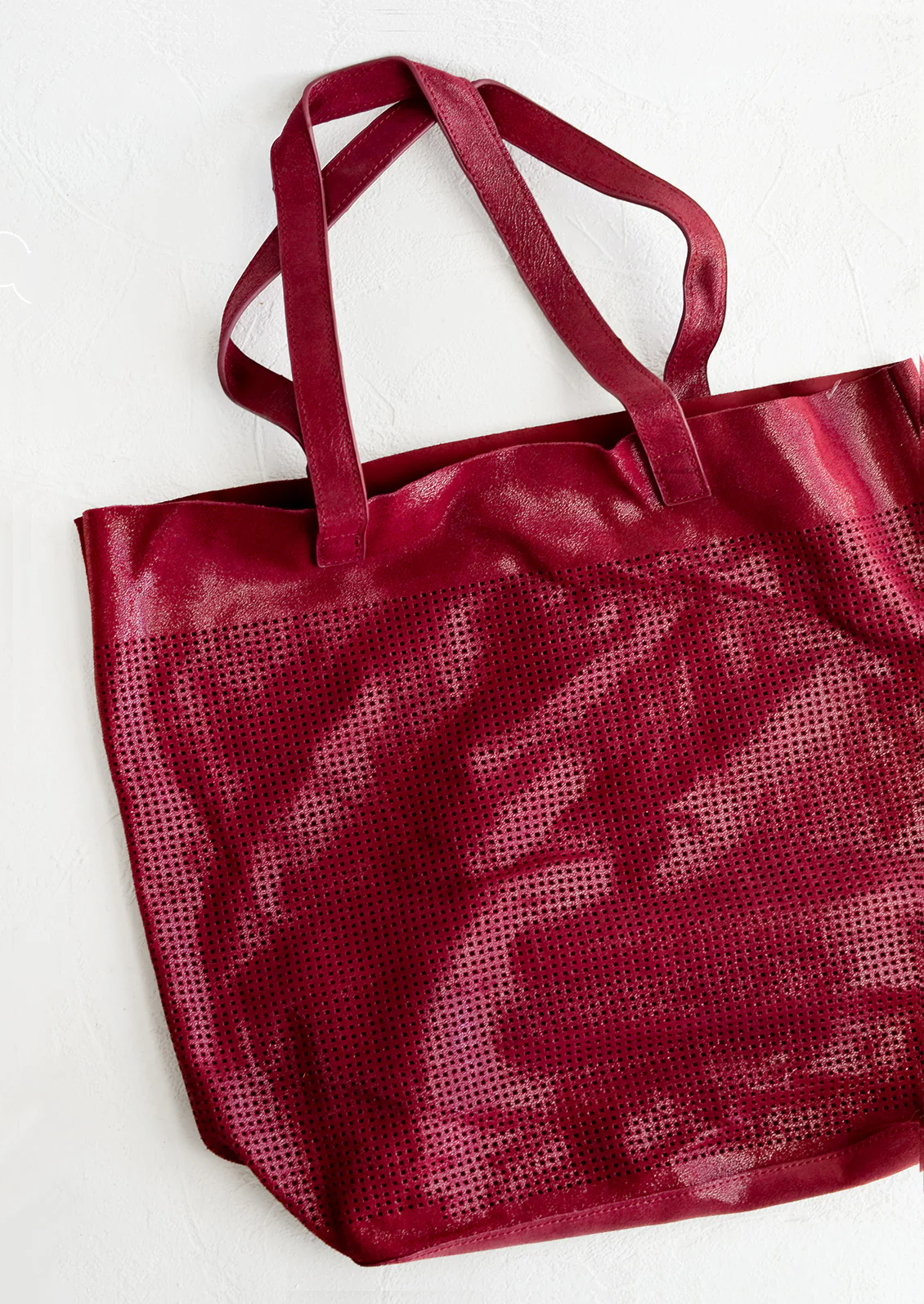 Perforated Shimmer Leather Tote