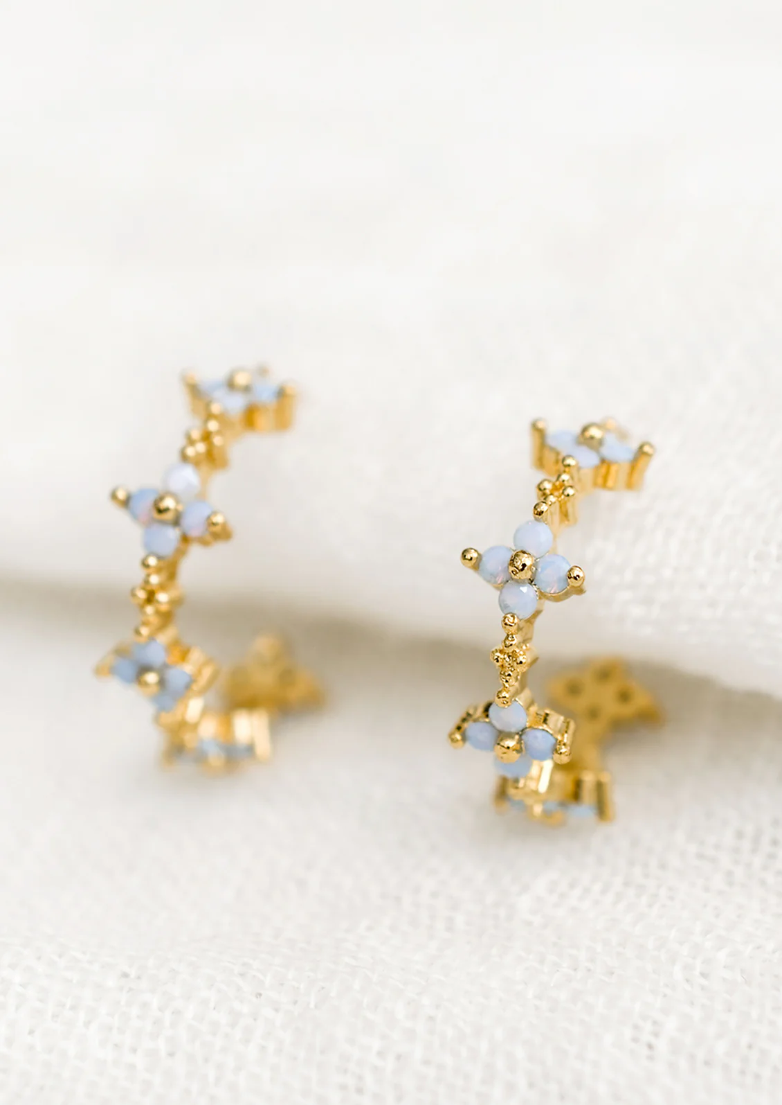 Periwinkle Floral Hoop Earrings