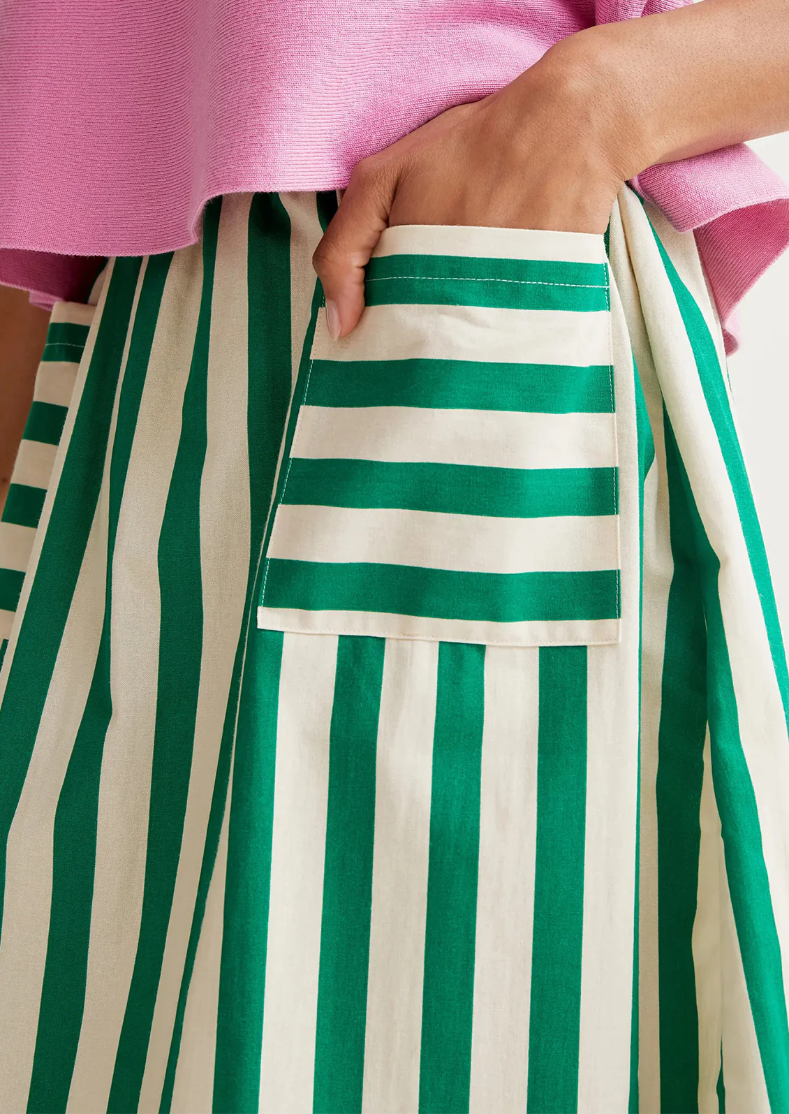 Polly Striped Cotton Skirt - Image 2