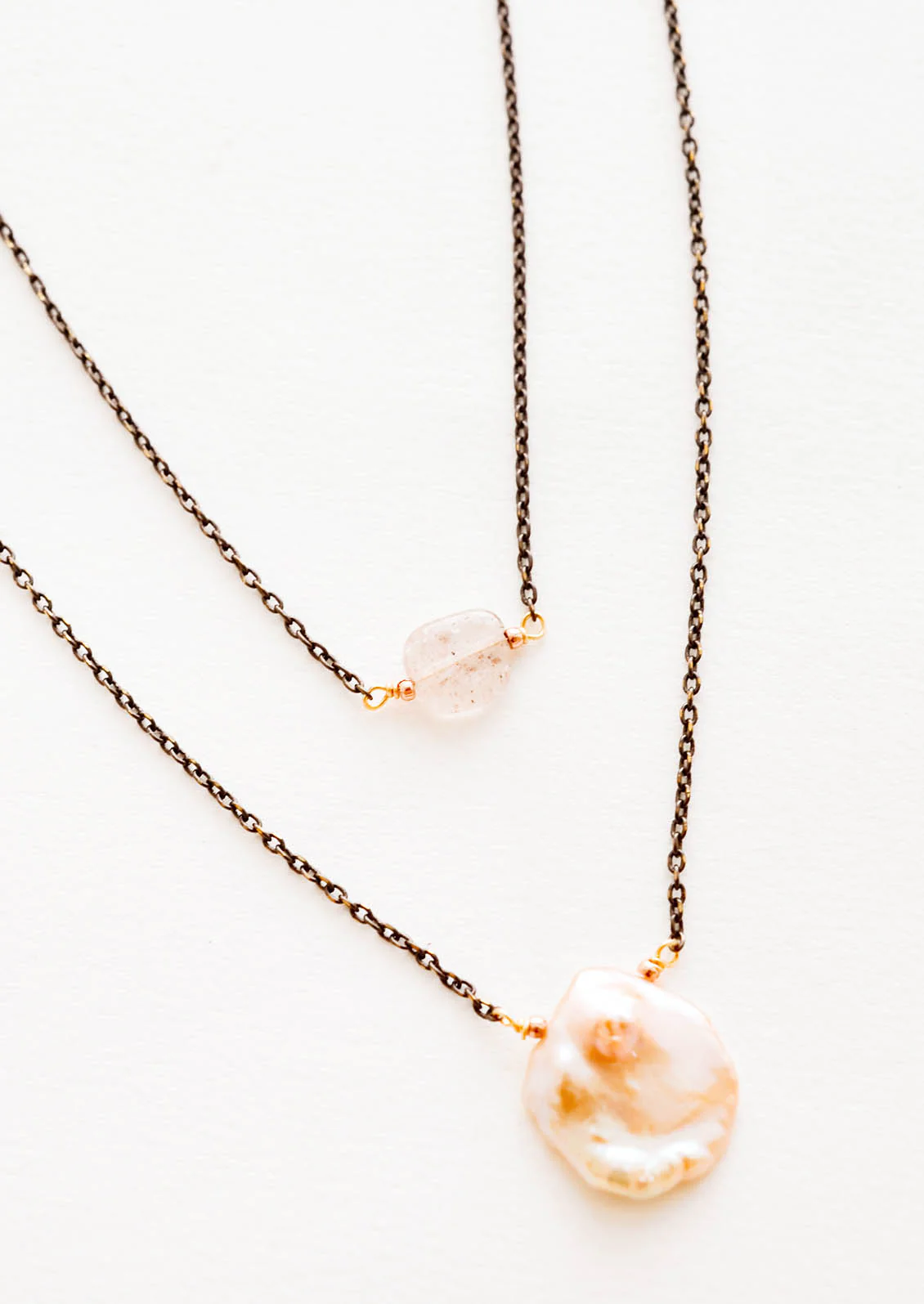 Rose Tinted Layered Pearl Necklace